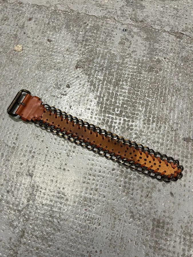 Dolce & Gabbana 2000s Dolce & Gabbana Brown Leather Metallic Armband Size ONE SIZE - 8 Thumbnail