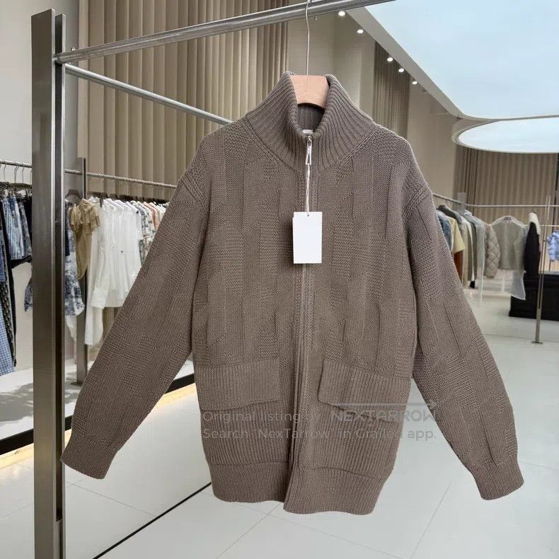 Hermes Hermes Elephant gray wool knitted loose stand-up collar ja Size XS / US 0-2 / IT 36-38 - 1 Thumbnail