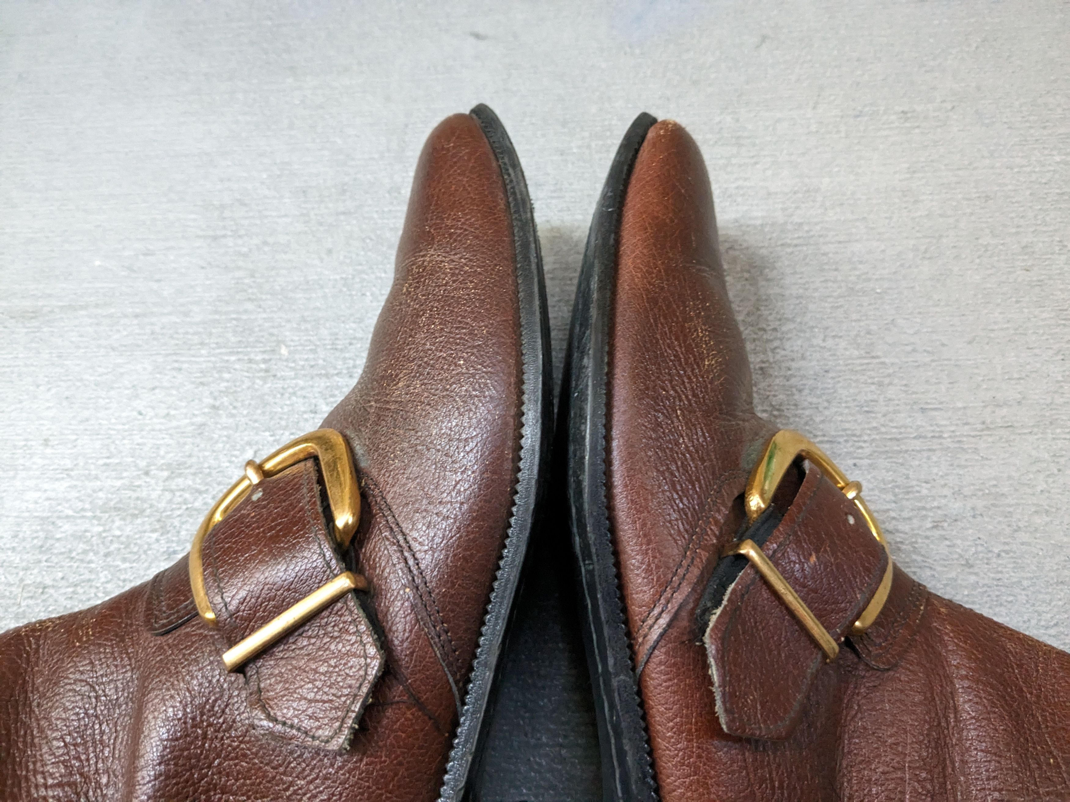 Genuine Leather Vintage Leather Side Zip Boots Brown 8.5 Buckle Botas Size US 8.5 / EU 41-42 - 5 Thumbnail