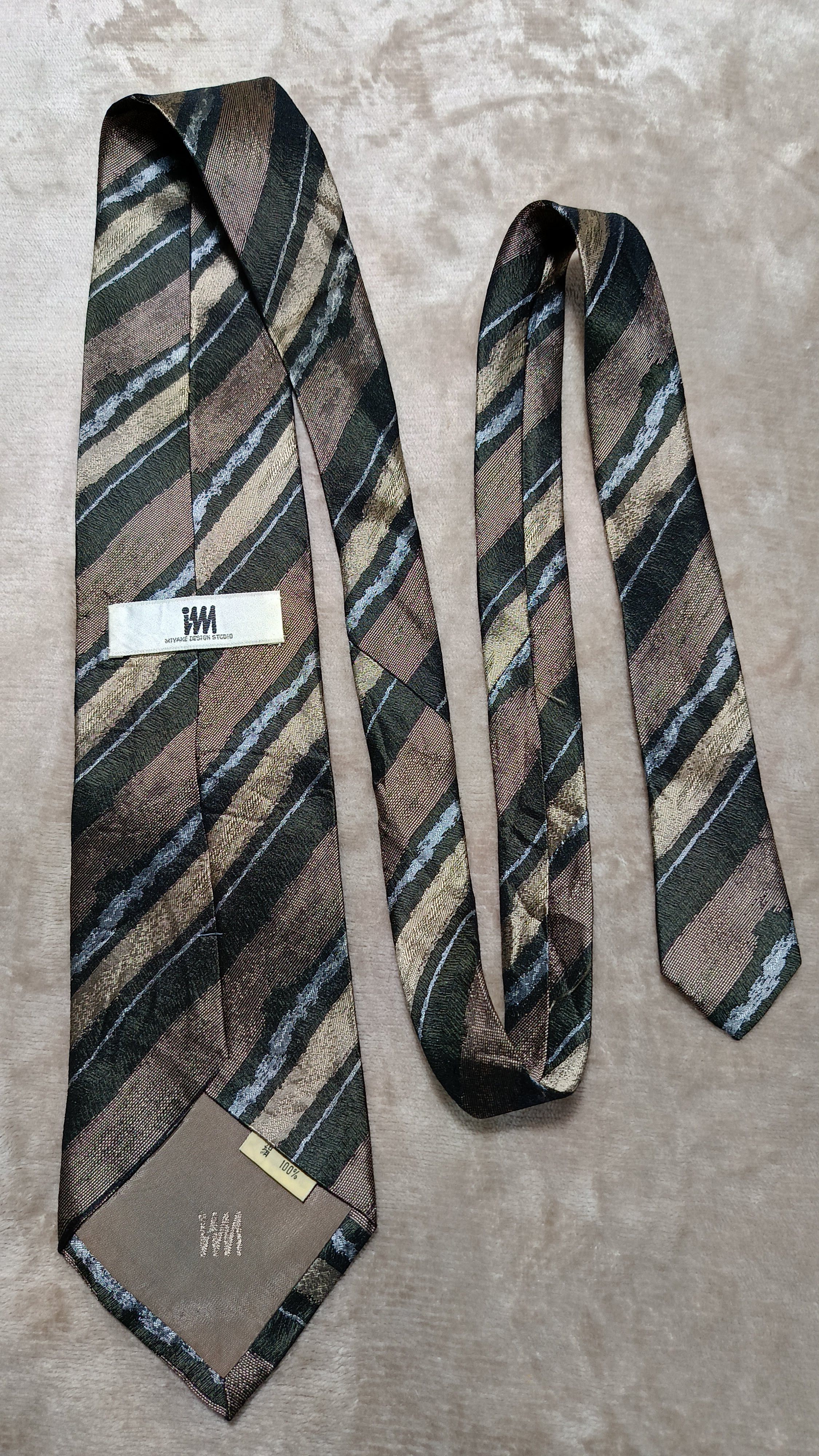 Issey Miyake Issey Miyake Japan slant striped black brown tie Size ONE SIZE - 4 Thumbnail
