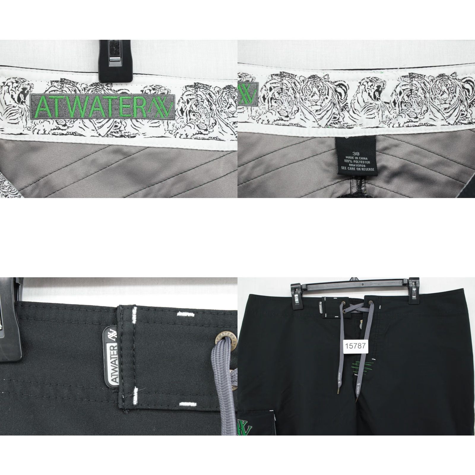 Vintage ATWATER Board Shorts Men 38 Black Embroidered Logo Swim Trunks Beachy Preppy Size US 38 / EU 54 - 8 Thumbnail