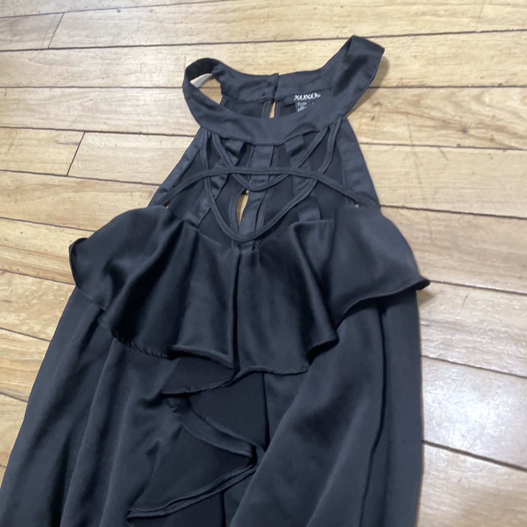 XOXO VINTAGE XOXO Blouse Shirt Women L Black Satin Sheer Ruffle Halter Top Fairy Grunge Romantic 90s Style Seasonal Black Womens Size L / US 10 / IT 46 - 6 Thumbnail
