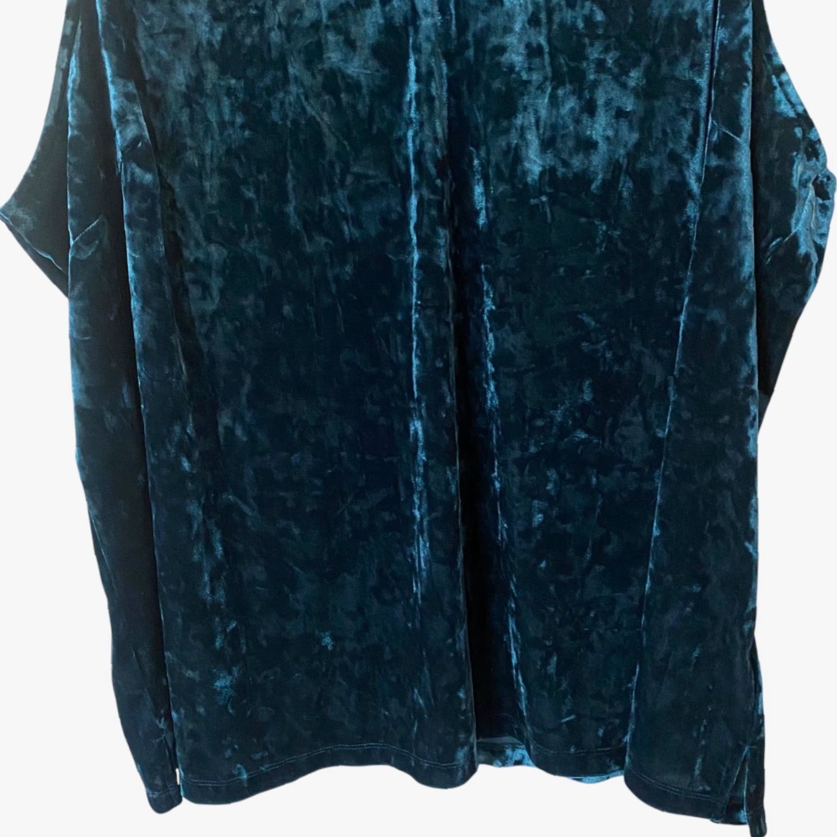 Velvet VINTAGE Belle Boho Kim Gravel Crushed Velvet Lace Trim V-Neck Tank Top Women's 4X Blue Size XXL / US 16-18 / IT 52-54 - 6 Thumbnail