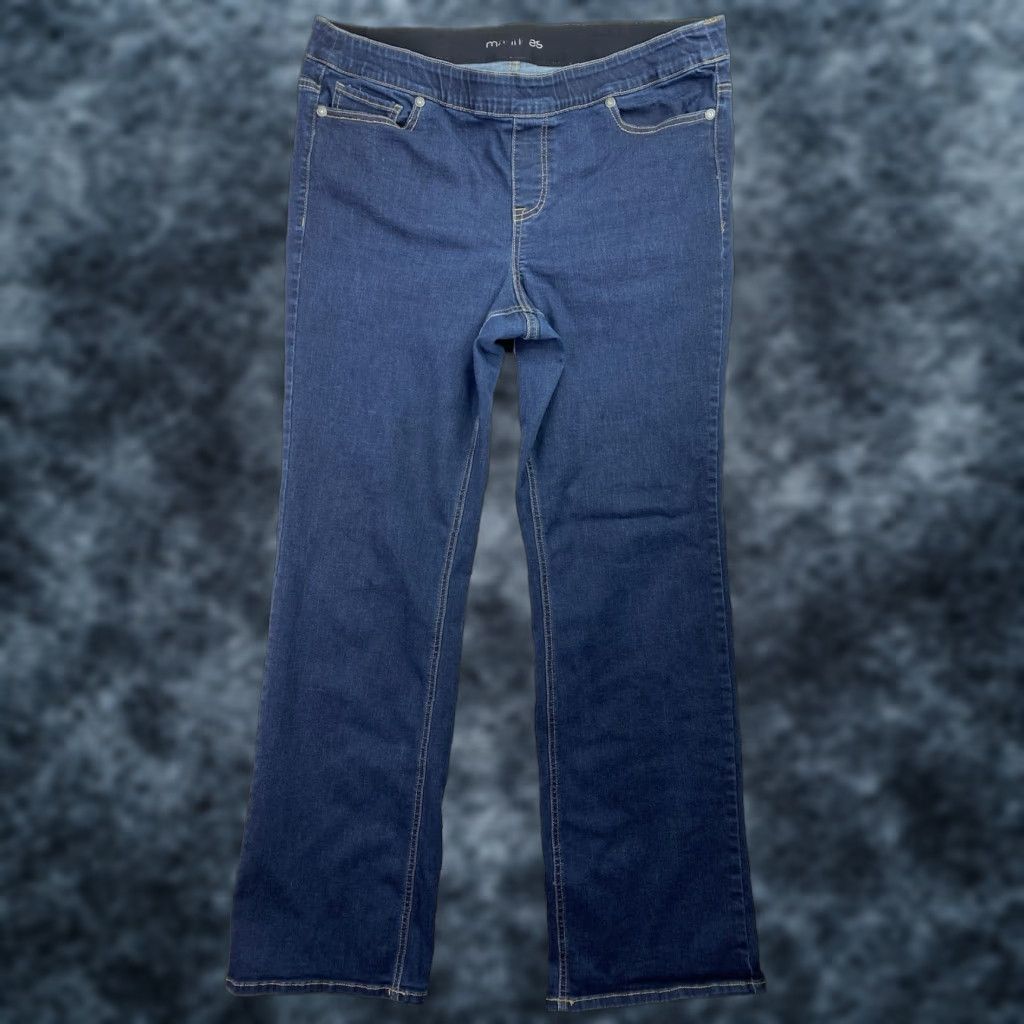 Vintage Maurices Jeans Womens 16 Reg Dark Wash Bootcut Stretch Denim Mid Rise Cotton Blend Blue 5-Pocket 31.5in Inseam Size 38" / US 16 / IT 52 - 1 Thumbnail