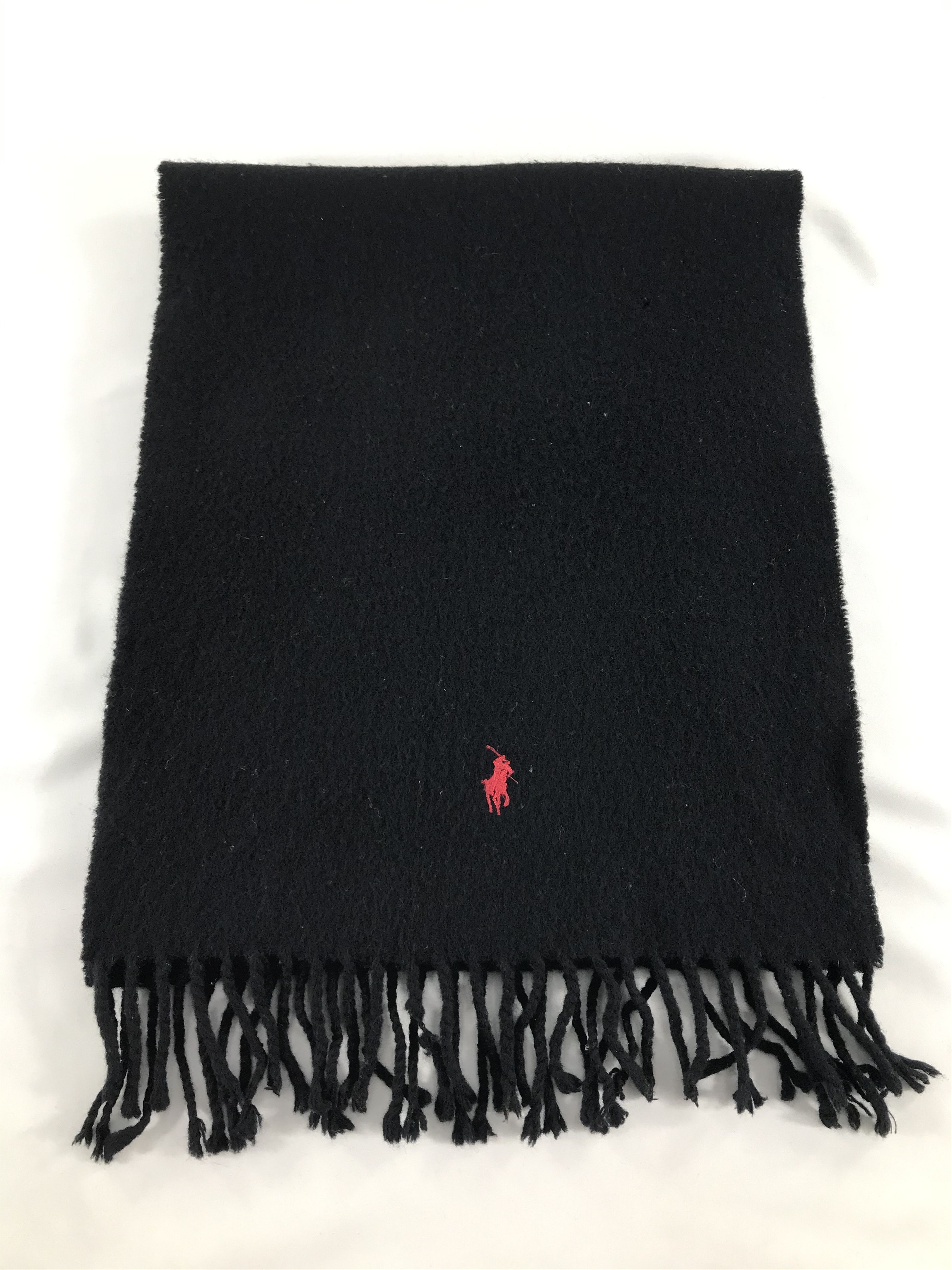 Polo Ralph Lauren Polo Ralph Lauren Plain Black Wool Scarf Muffler V441 Size ONE SIZE - 2 Thumbnail