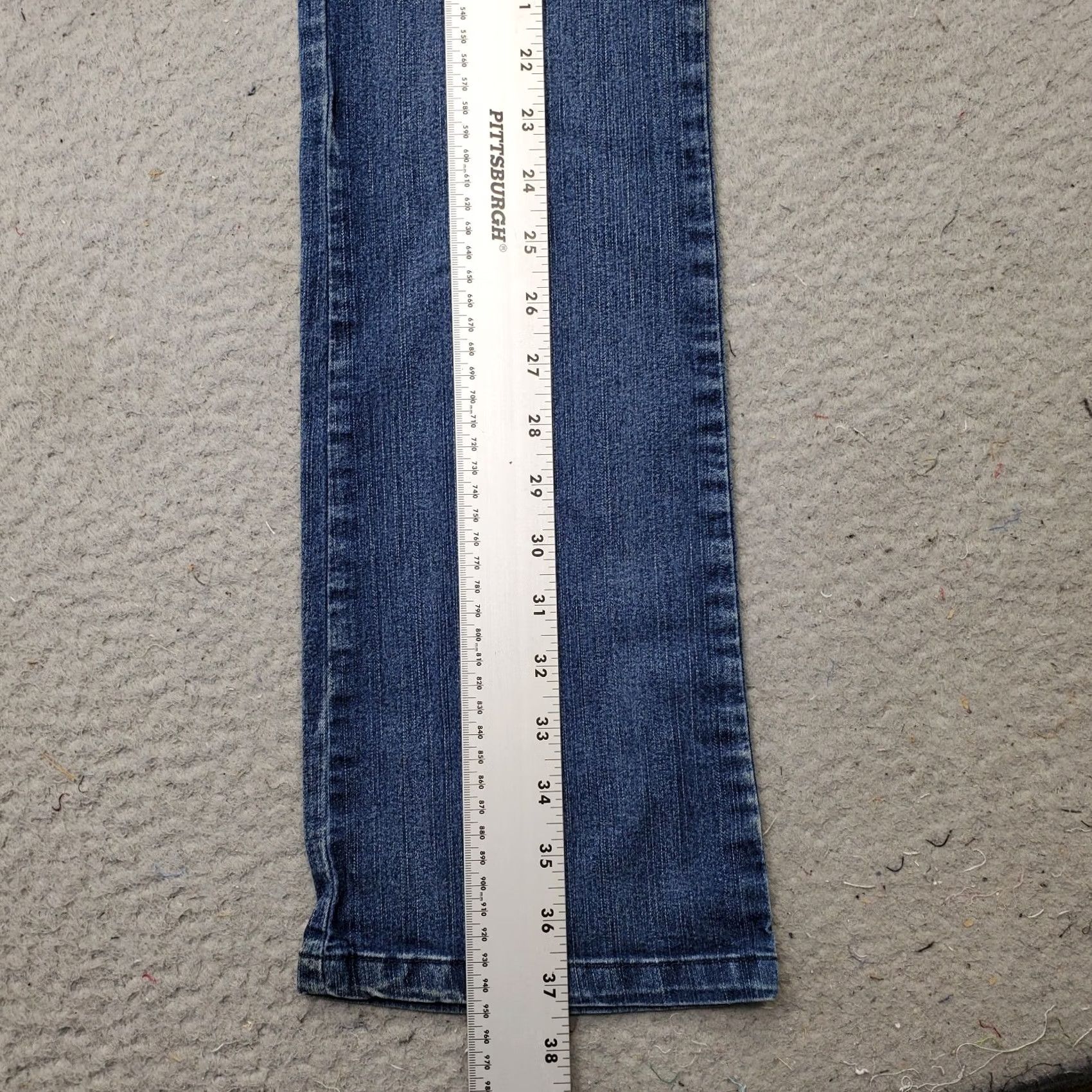 Denime SL Bootcut Jeans Women 12 Blue Denim 2 Button Fly Rhinestone Pocket Stitch 5-Pocket Womens Size 12 Size 34" / US 12 / IT 48 - 3 Thumbnail