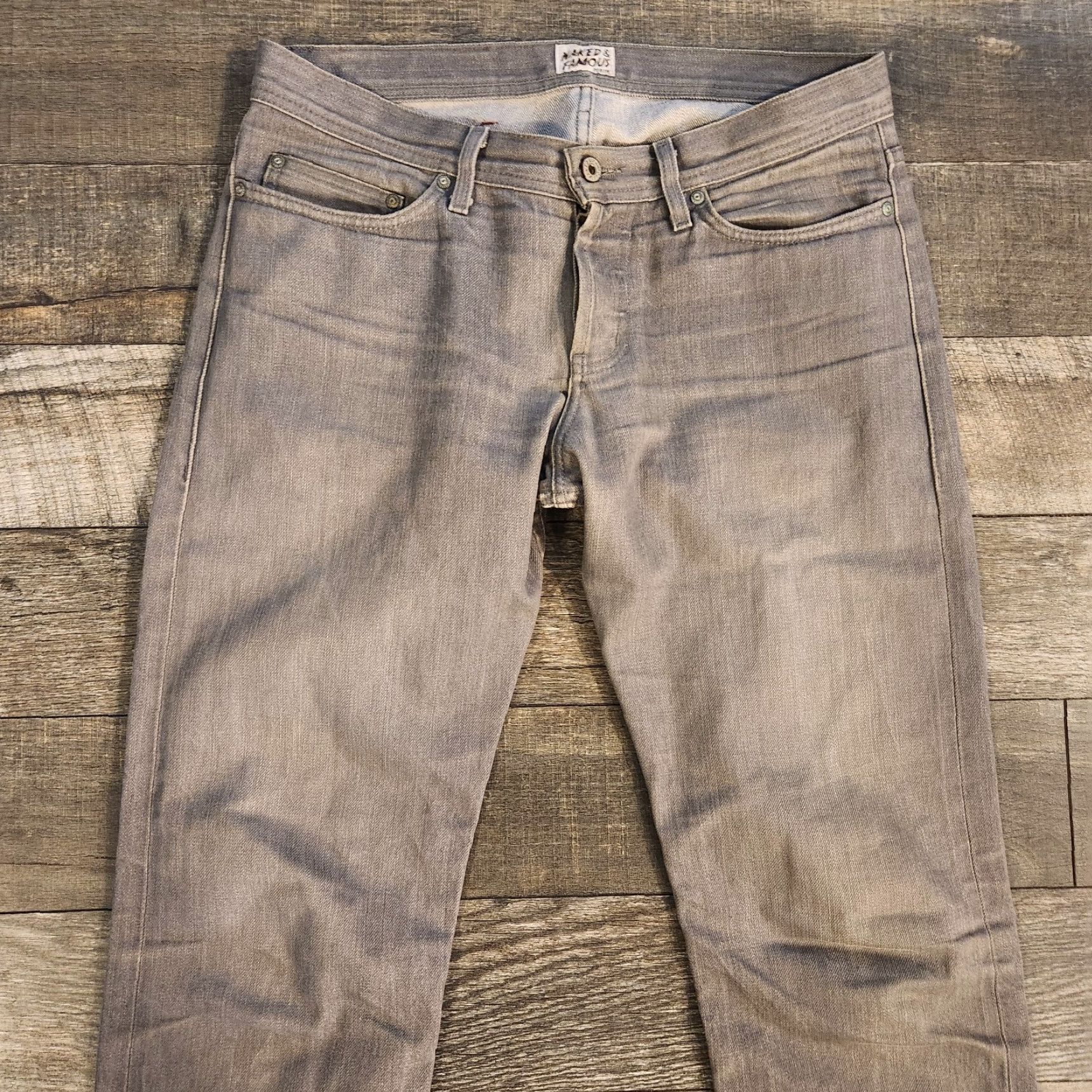 Vintage Naked & Famous Denim Weired Guy Selvedge Jeans Mens 33x34 Gray Denim Tapered Regular Waist 33 Inseam 32 In Size US 32 / EU 48 - 5 Thumbnail