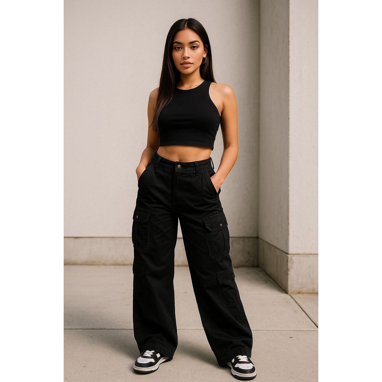 Other Y2K Streetwear Black Cargo Pants Wide Leg XL Size 34" / US 12 / IT 48 - 1 Thumbnail