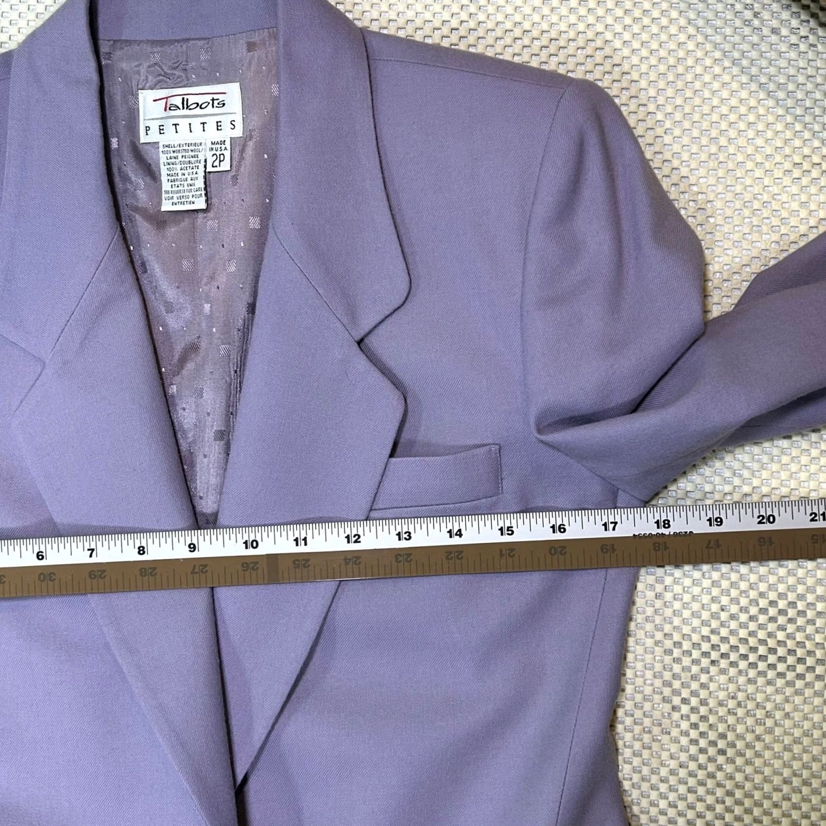 Talbots EUC Talbots Wool Blazer Single Button Lavender Womens Jacket 2 Petite Size XS / US 0-2 / IT 36-38 - 7 Thumbnail