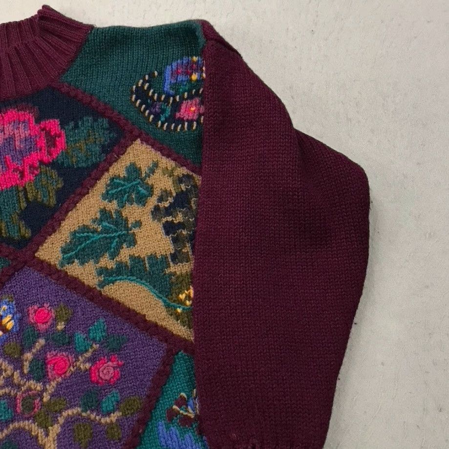 Eddie Bauer VINTAGE Eddie Bauer Sweater Womens Small Wool Floral Grandma Loud Knit 90s Size S / US 4 / IT 40 - 4 Thumbnail