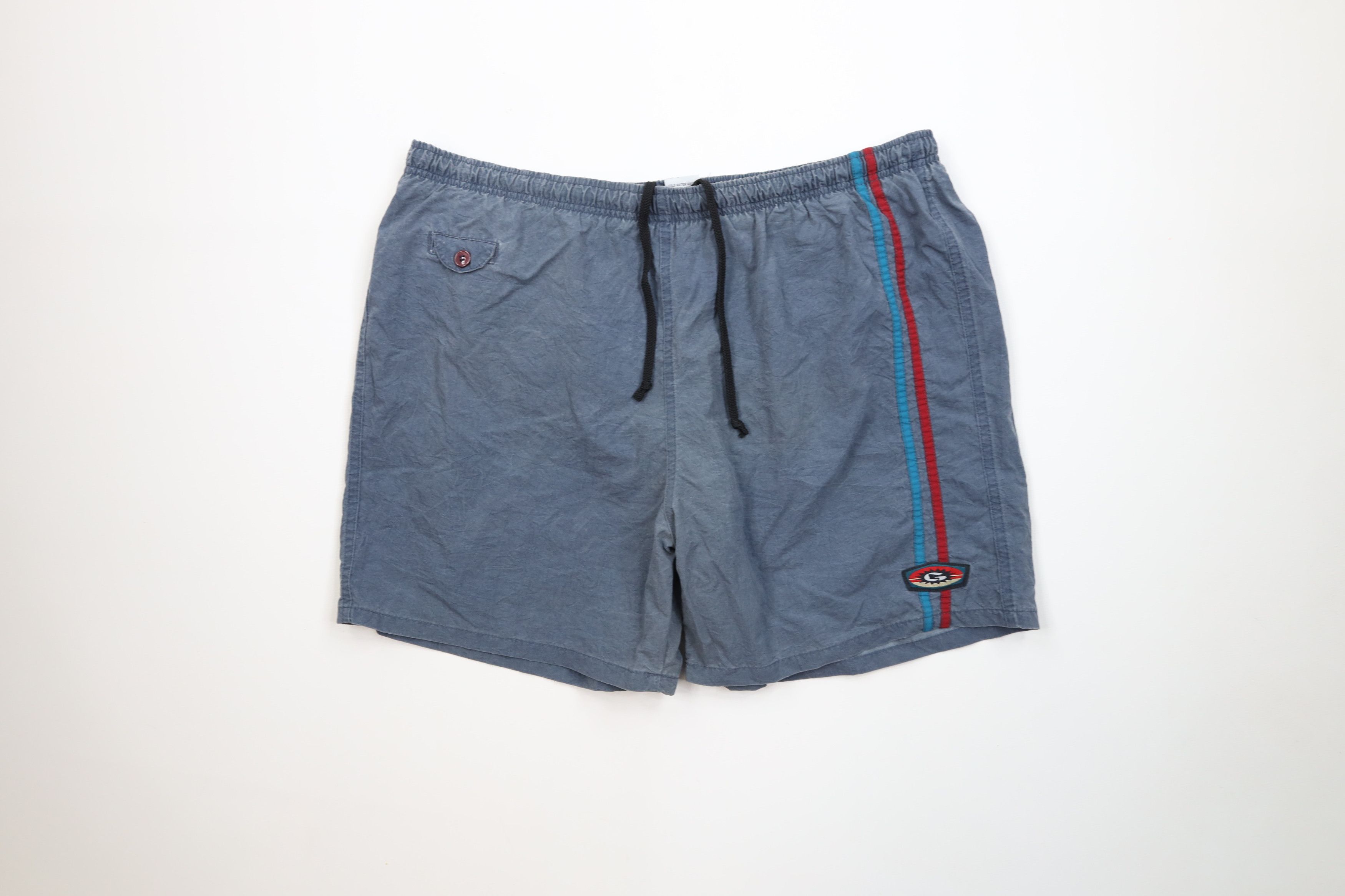 Gotcha Vintage 90s Gotcha Surfing Spell Striped Lined Shorts Trunks Size US 34 / EU 50 - 1 Thumbnail