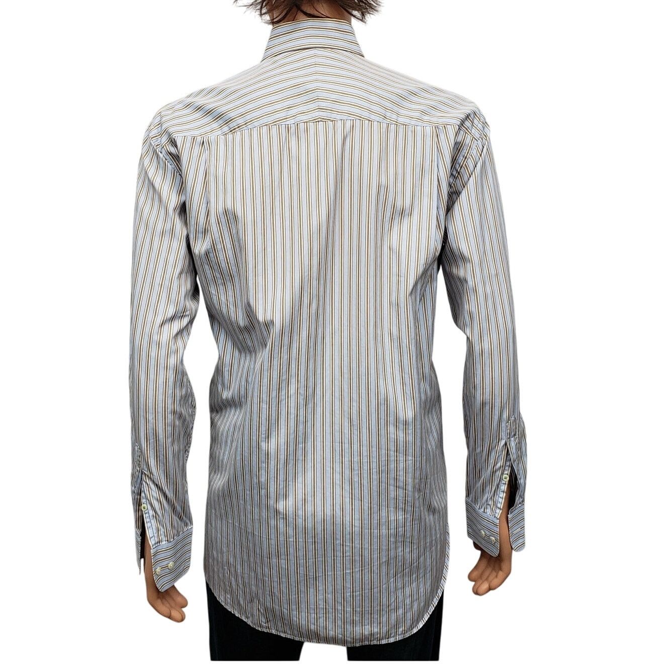 J.McLaughlin J. McLaughlin Shirt Striped Flip Cuff Contrast Collar Button Size US XL / EU 56 / 4 - 8 Thumbnail
