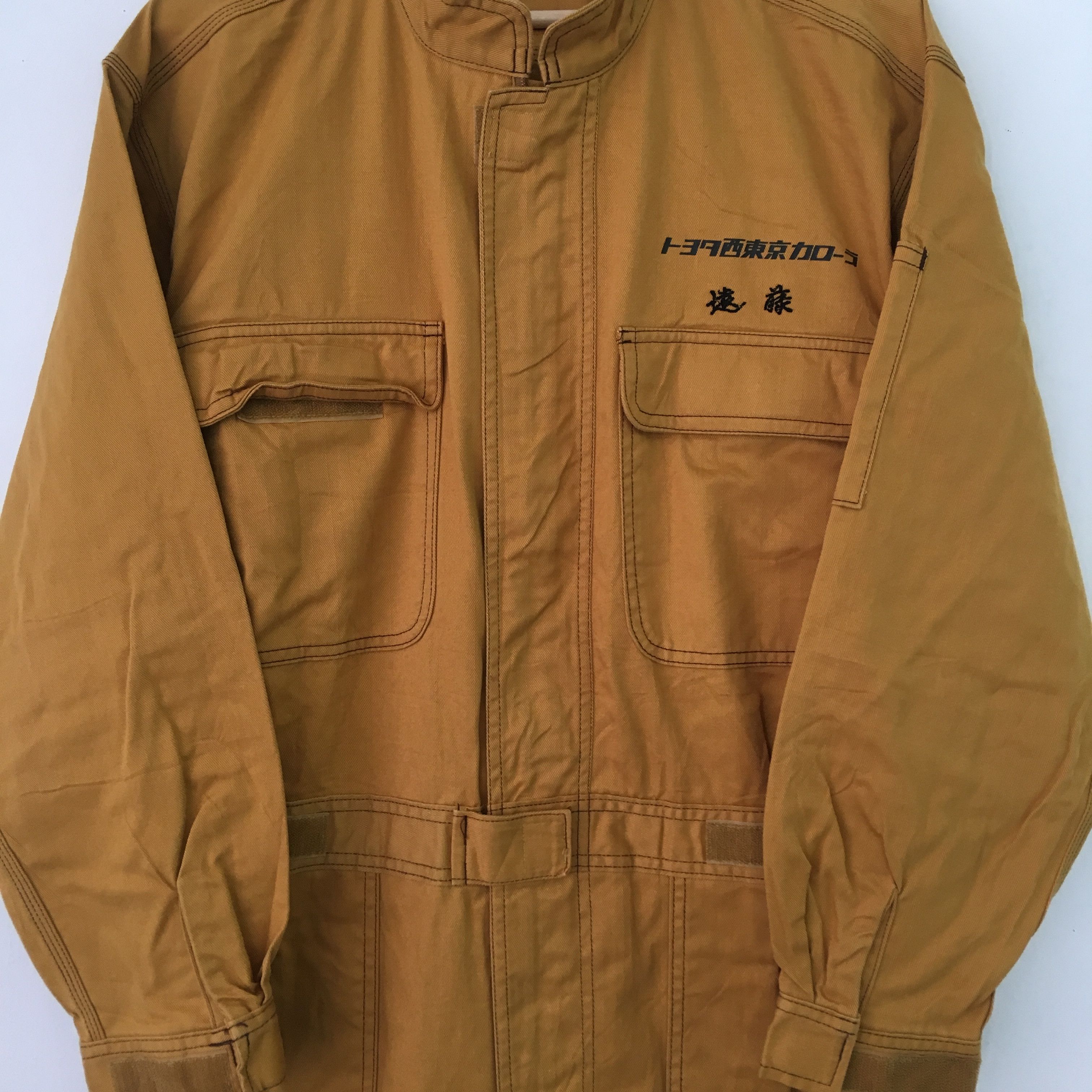 Japanese Brand Vintage 90s Toyota Tecno Japan Mustard Brown Coverall Racing Size US M / EU 48-50 / 2 - 5 Thumbnail