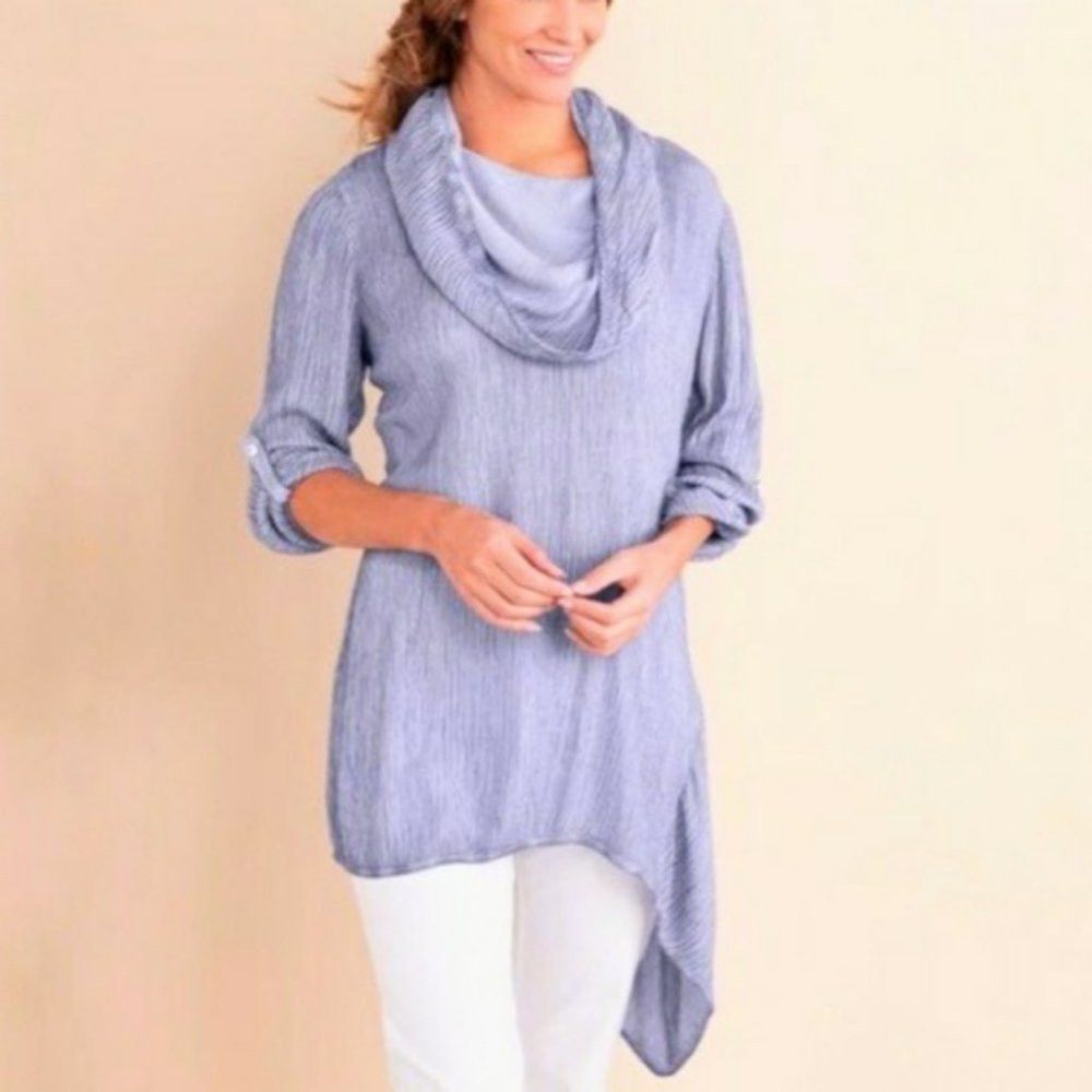Other Soft Surroundings Lilac Crinkle Asymmetrical Viscose Tunic Size M / US 6-8 / IT 42-44 - 1 Thumbnail
