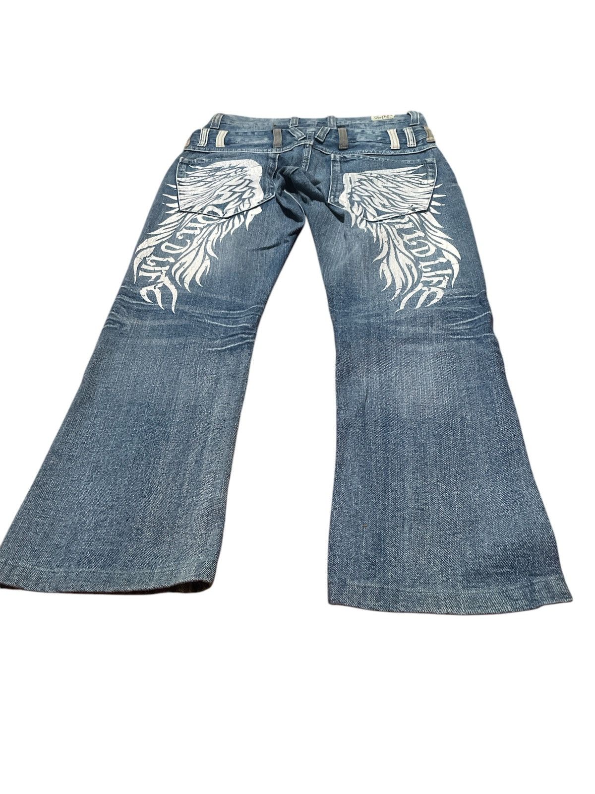 Japanese Brand × Vintage Double Waist Crazy Lightning Wash Jeans Size US 30 / EU 46 - 2 Thumbnail
