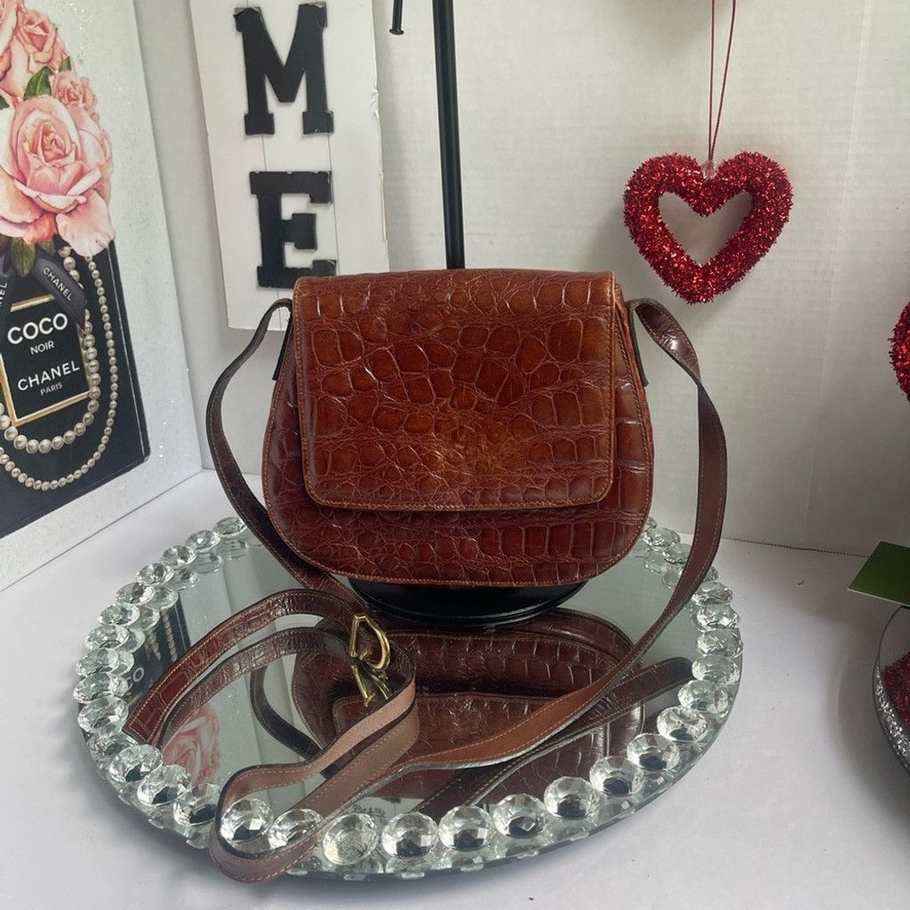 Other Vintage FrancescoBiasia CrocEmbossed Brown Leather Crossbody Size ONE SIZE - 1 Thumbnail