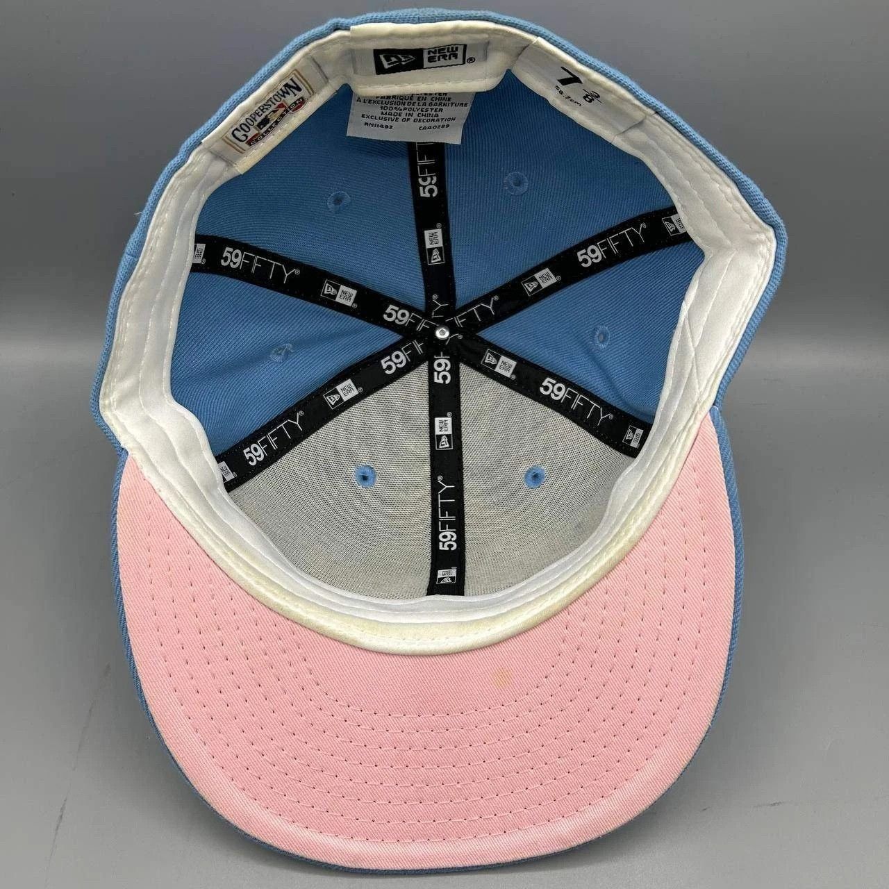 New Era Los Angeles LA Dodgers Hat Men 7 3/8 Blue Pink MLB Fitted Size ONE SIZE - 2 Thumbnail