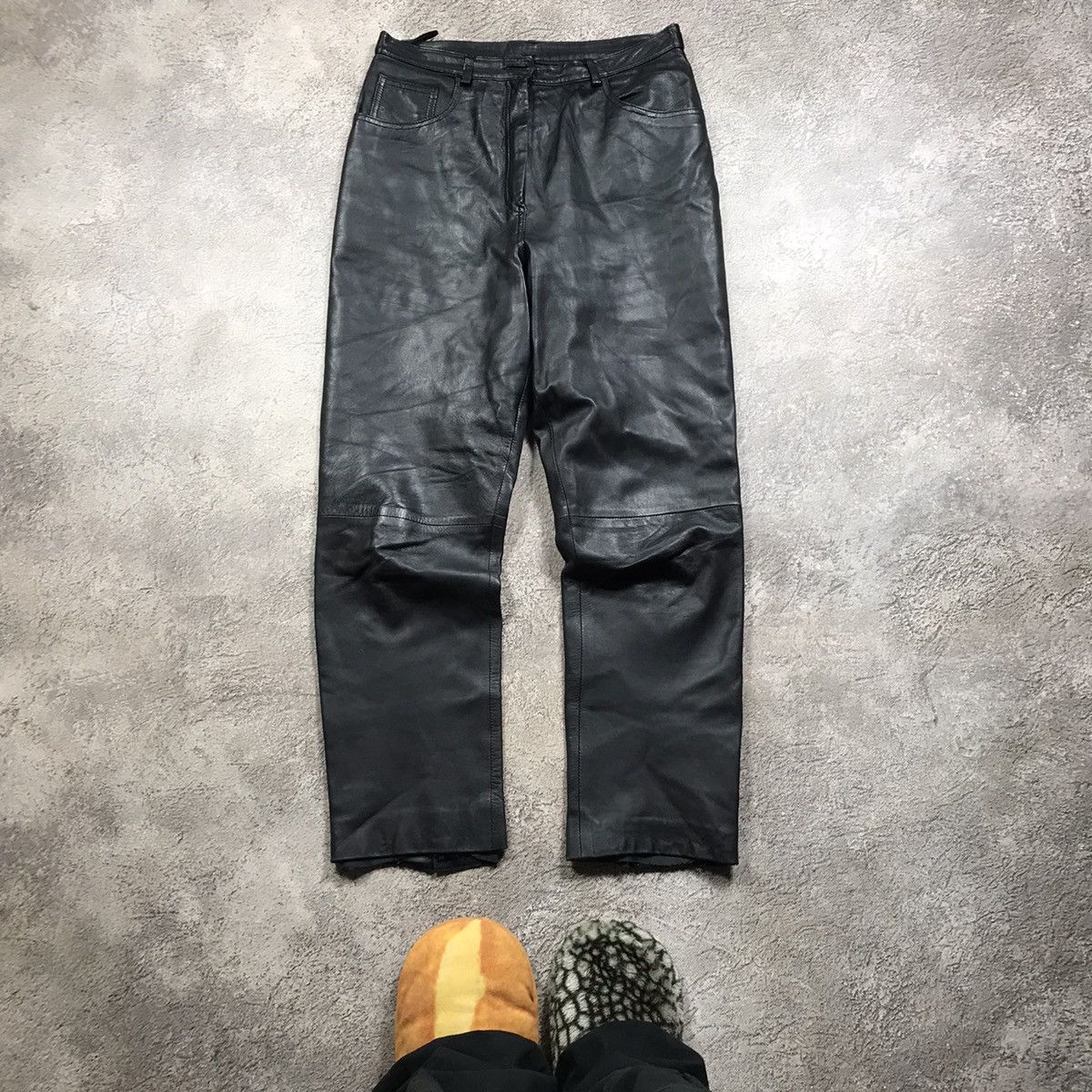 Vintage Vintage Y2K Baggy Distressed Leather Biker Pants Grunge 30 Size US 30 / EU 46 - 2 Thumbnail