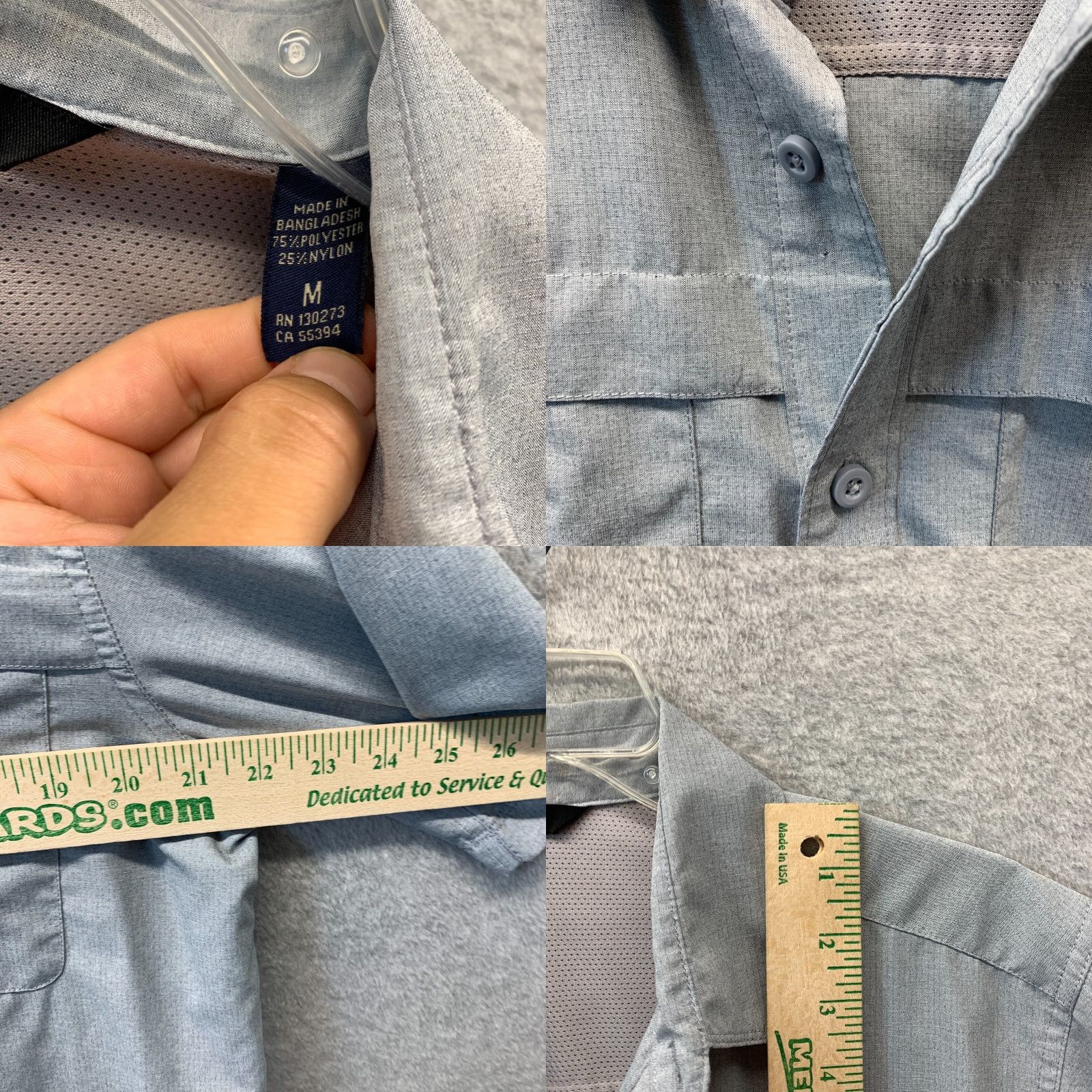 Wrangler Wrangler Shirt Mens Medium Gray Outdoors Vented Button Up Nylon Polyester Size US M / EU 48-50 / 2 - 8 Thumbnail