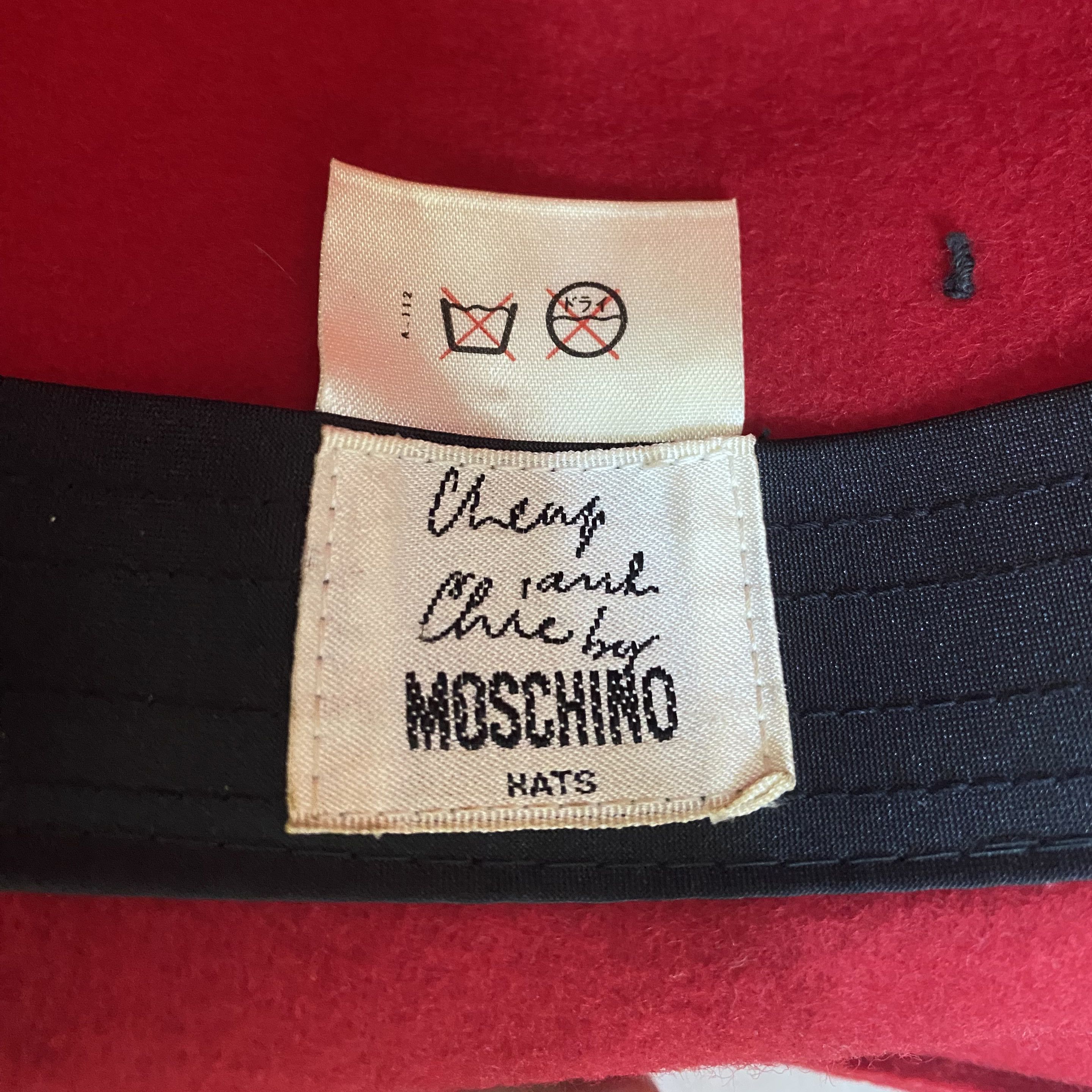 Moschino × Vintage MOSCHINO Cheap & Chic Vintage Red Wool Fedora Hat Size ONE SIZE - 8 Thumbnail
