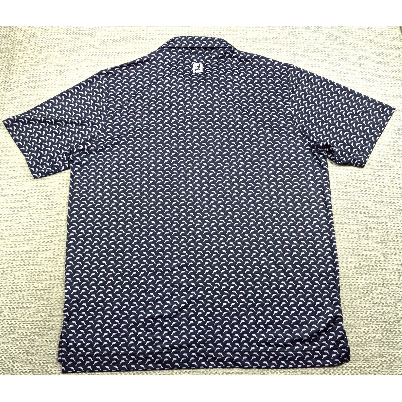 Footjoy FootJoy Polo Golf Shirt Mens XL Blue Dolphin Print Performance Stretch Knit Size US XL / EU 56 / 4 - 6 Thumbnail