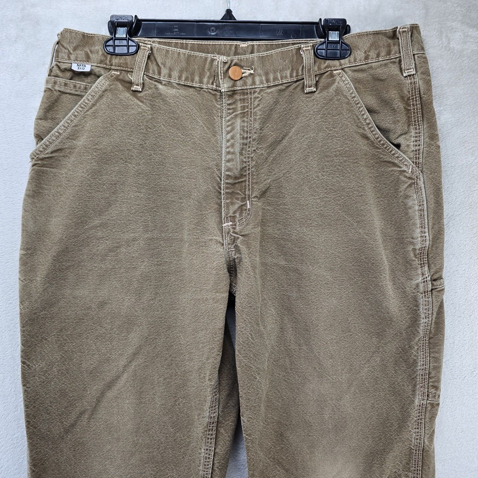 Carhartt Carhartt FR Washed Duck Dungaree Pants 35x27 Brown Carpenter Size US 35 - 2 Thumbnail
