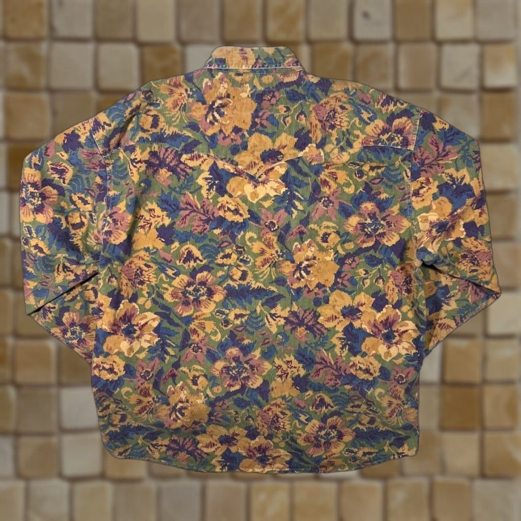 Vintage VINTAGE Windquest D'Aulisa Ermenegildo Floral Corduroy Western Popper Shirt XL Size US XL / EU 56 / 4 - 1 Thumbnail