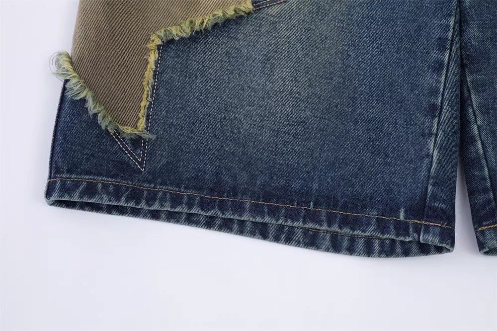 Japanese Brand × Jean Men's street loose straight star embroidered denim shorts Size US 32 / EU 48 - 6 Thumbnail