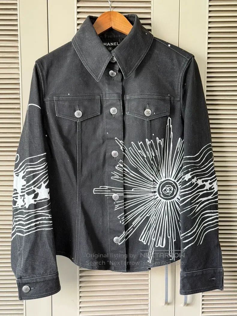 Chanel 22C sun-printed denim jacket