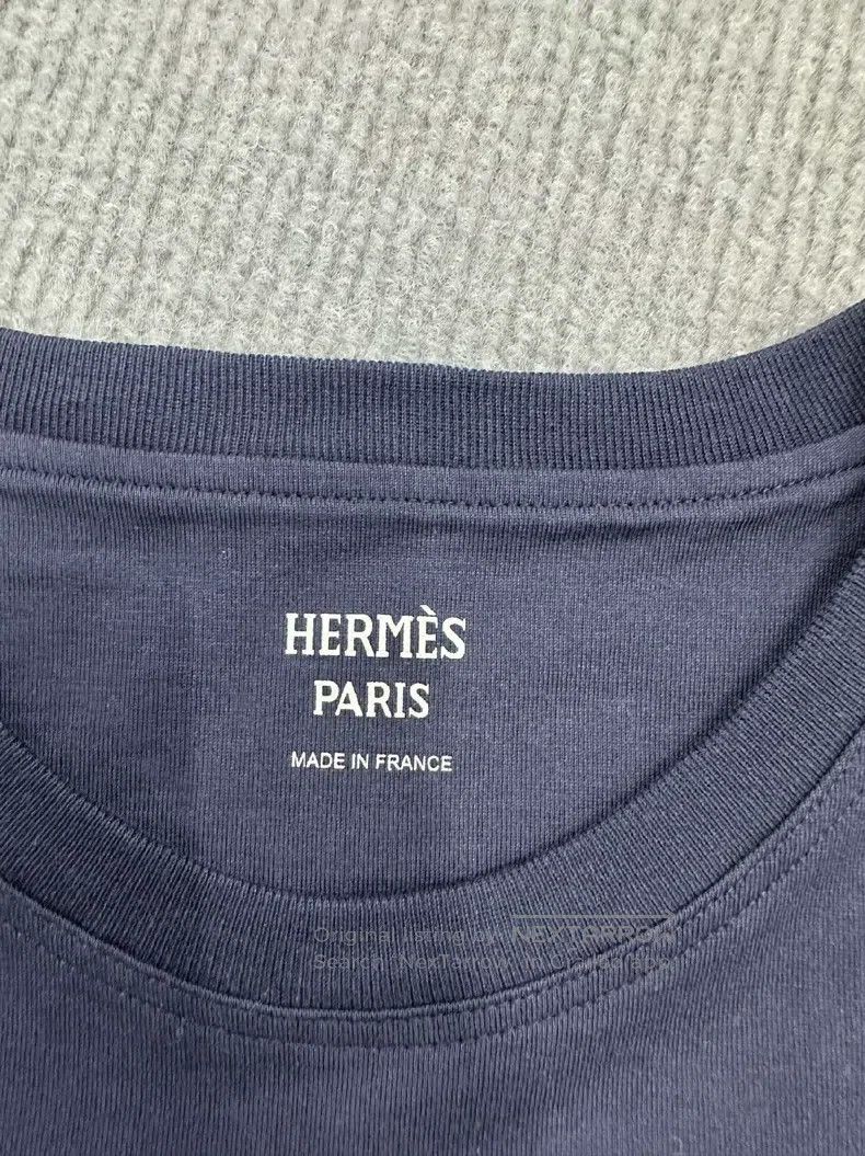 Hermes Hermes Navy Blue Pocket Embroidered Short Sleeve T-Shirt T Size XXS / US 00 / IT 34 - 5 Thumbnail