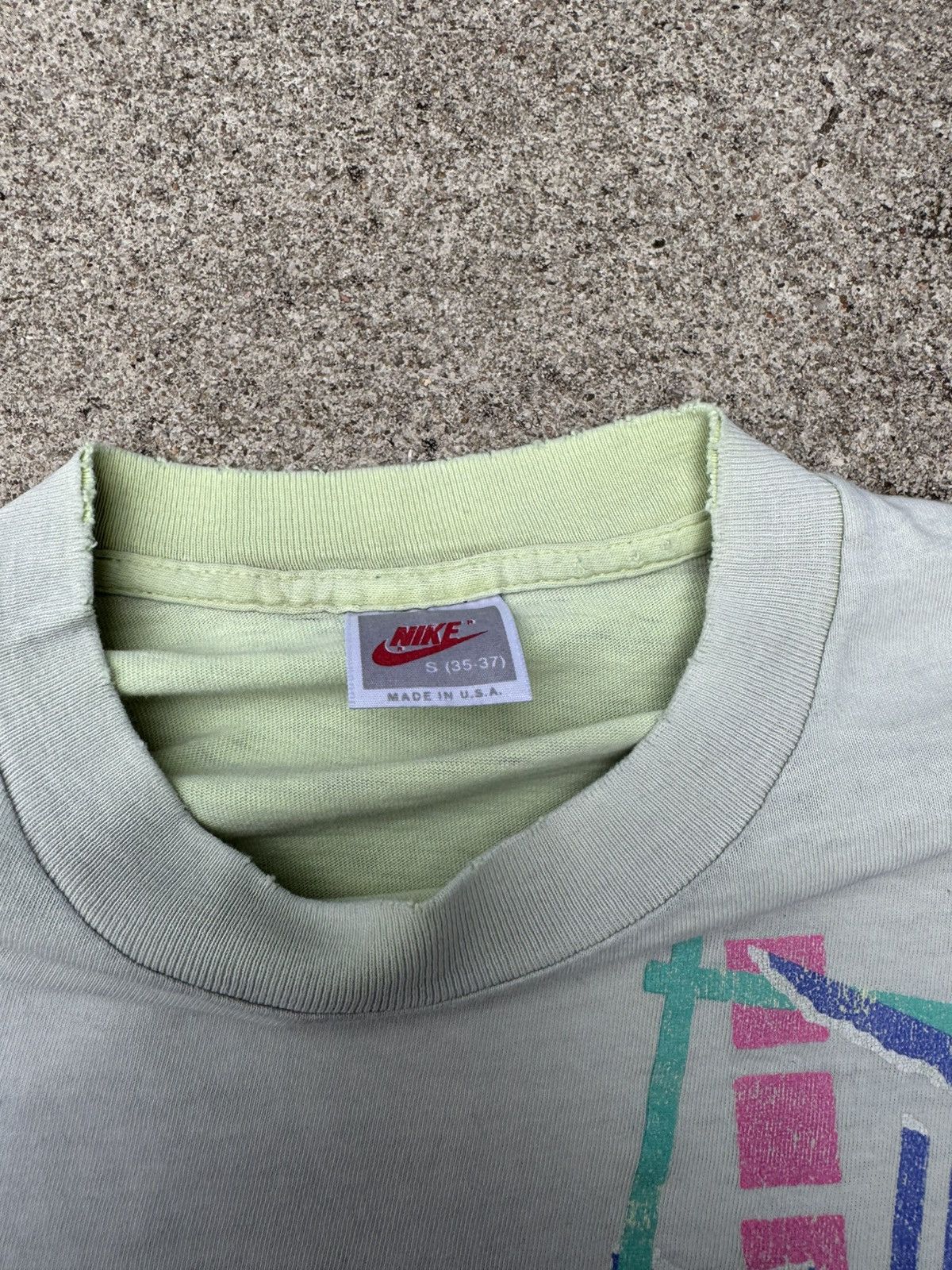 Nike × Vintage Vtg 80’s 90’s Nike Abstract Geometric Faded Tee Boxy Small Size US S / EU 44-46 / 1 - 6 Thumbnail