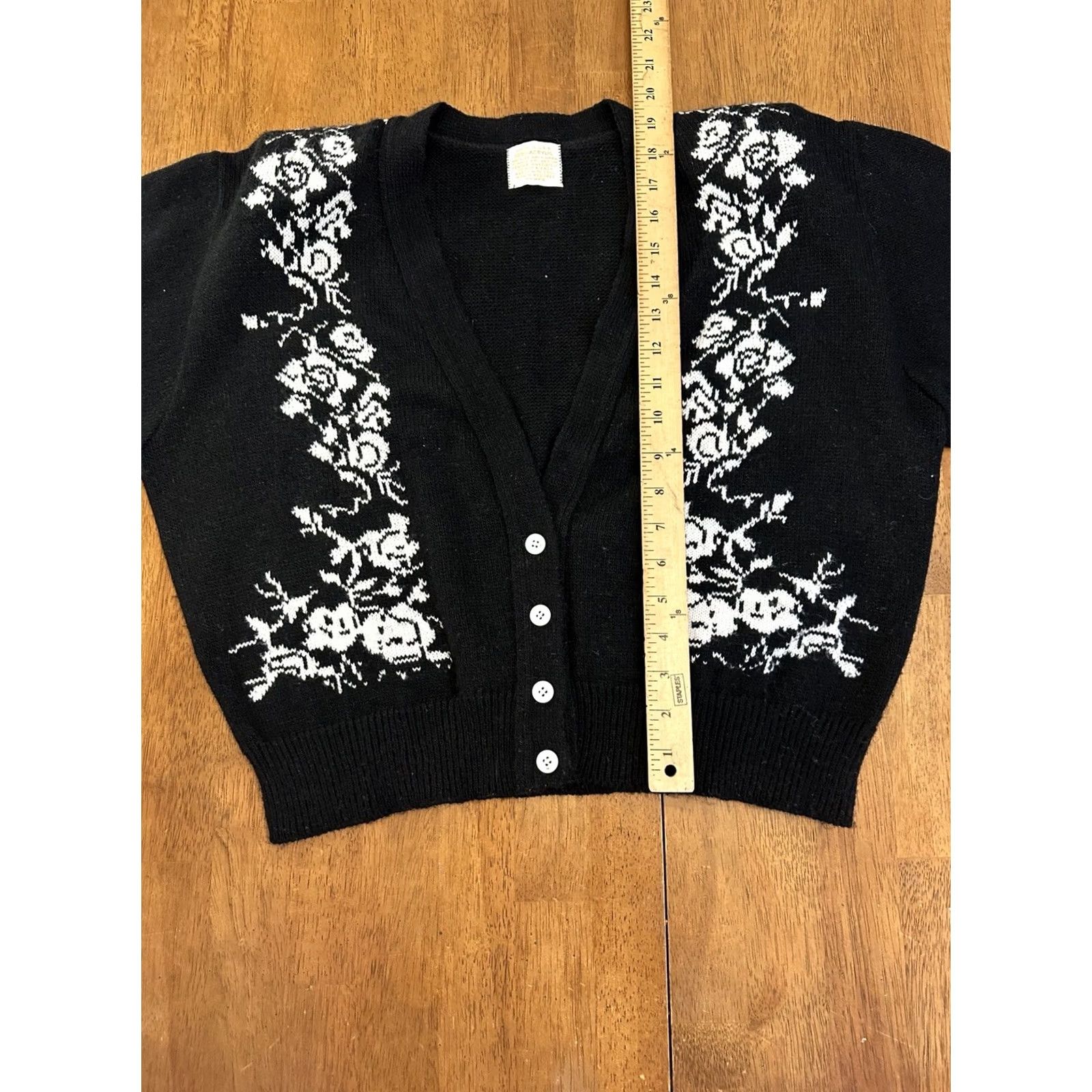 Vintage VINTAGE Womens XL Black Acrylic Cardigan Sweater Teacher 80s Size XL / US 12-14 / IT 48-50 - 6 Thumbnail