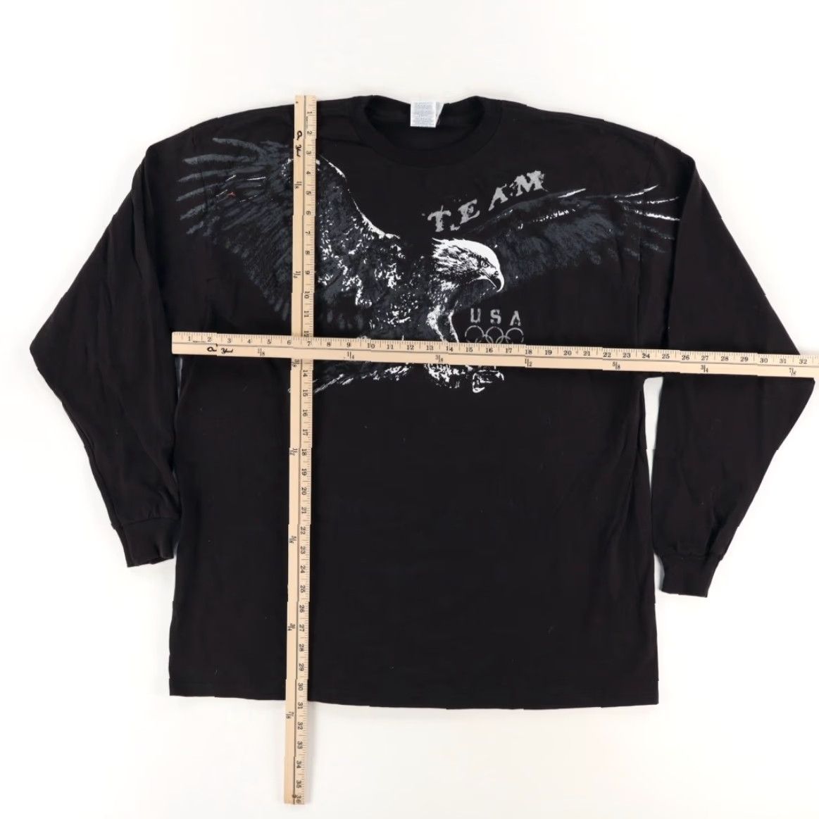 Vintage USA Olympic Team Bald Eagle Solid Long Sleeve T-Shirt Black 2XL Mens Shirt Size US XXL / EU 58 / 5 - 3 Thumbnail