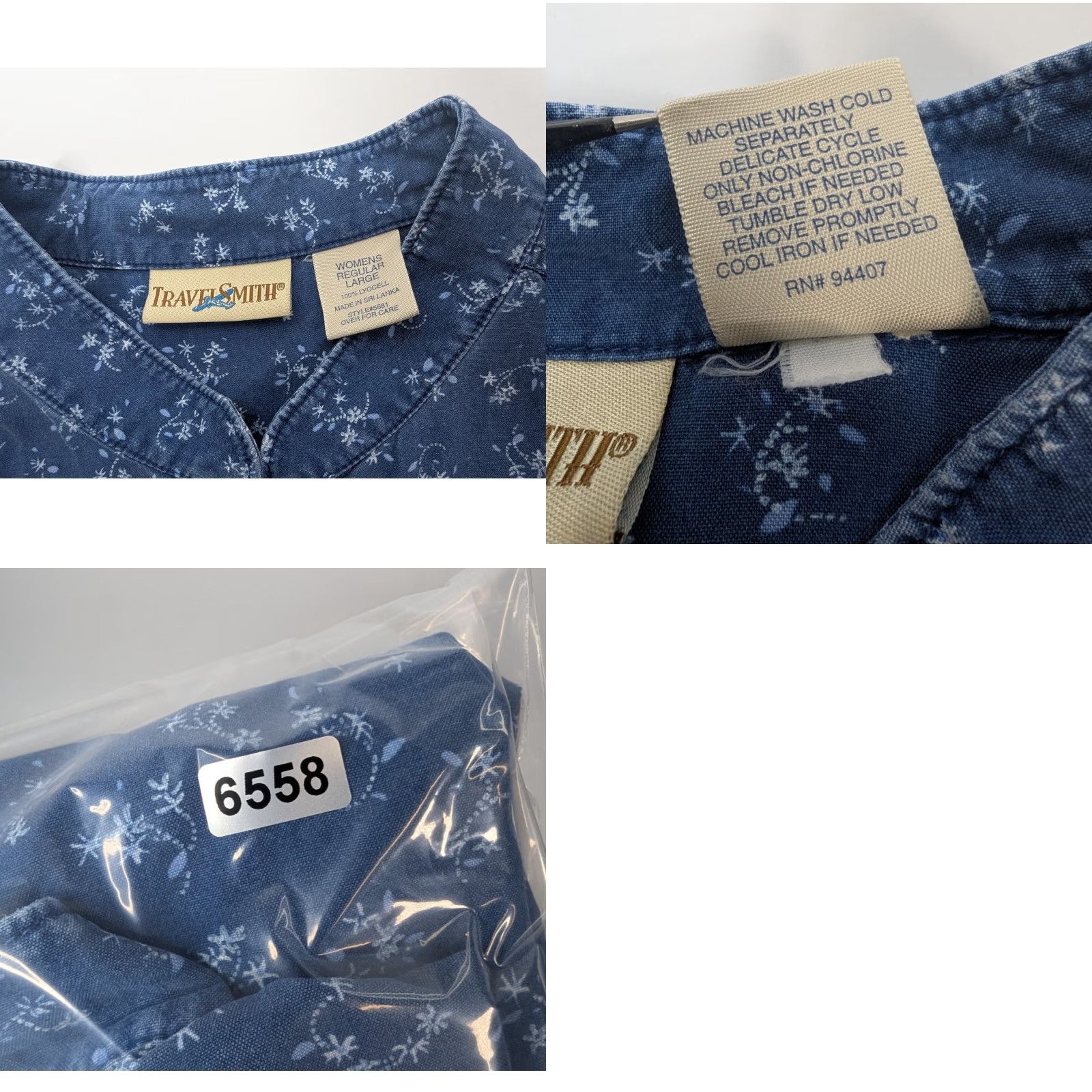 Vintage VINTAGE TravelSmith Button-Up Shirt Womens Sz Large Blue Floral Lyocell Size L / US 10 / IT 46 - 8 Thumbnail