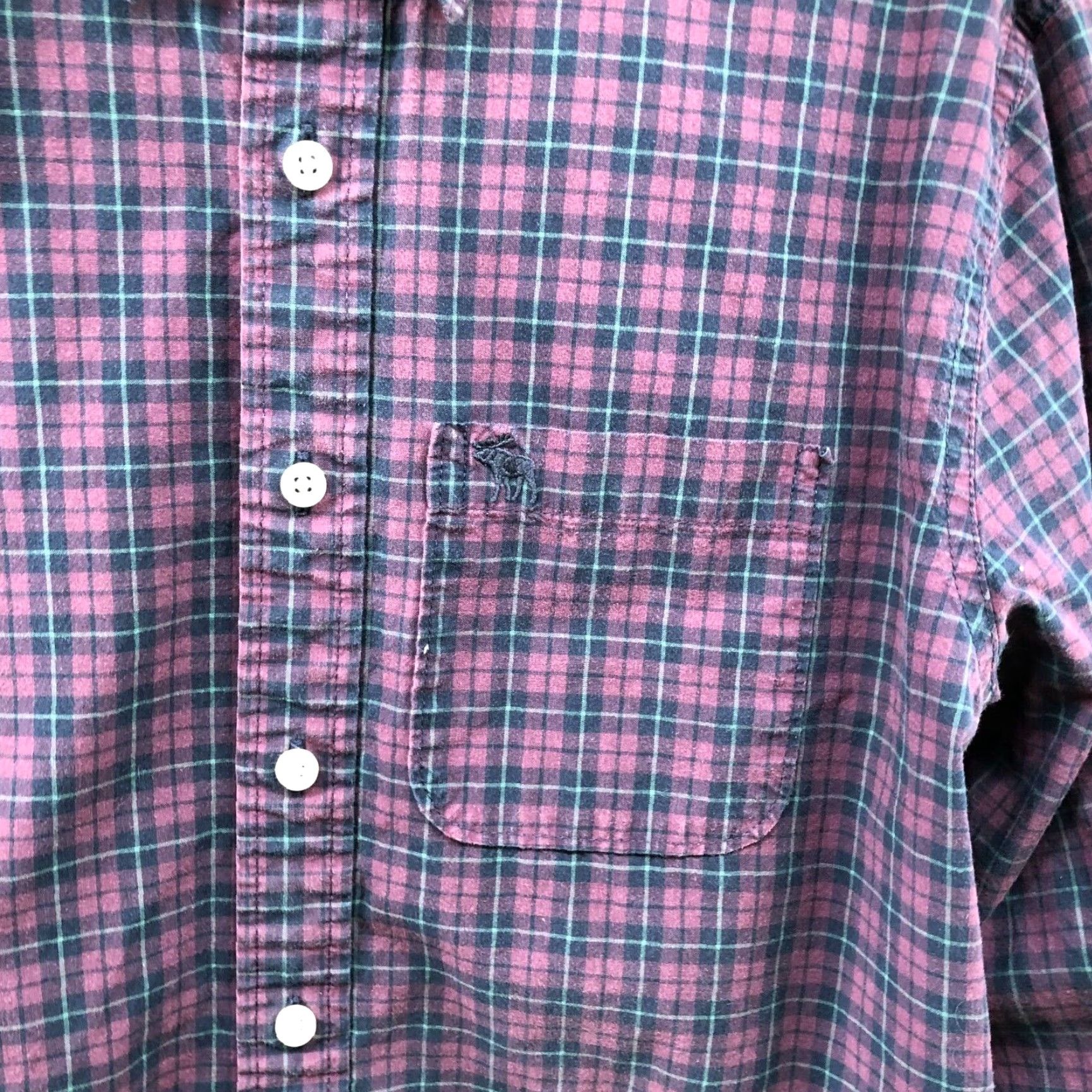 Abercrombie & Fitch Abercrombie & Fitch Men's Purple Plaid Cotton Long Sleeve Button-Down Shirt size L Casual Workwear Size US L / EU 52-54 / 3 - 6 Thumbnail