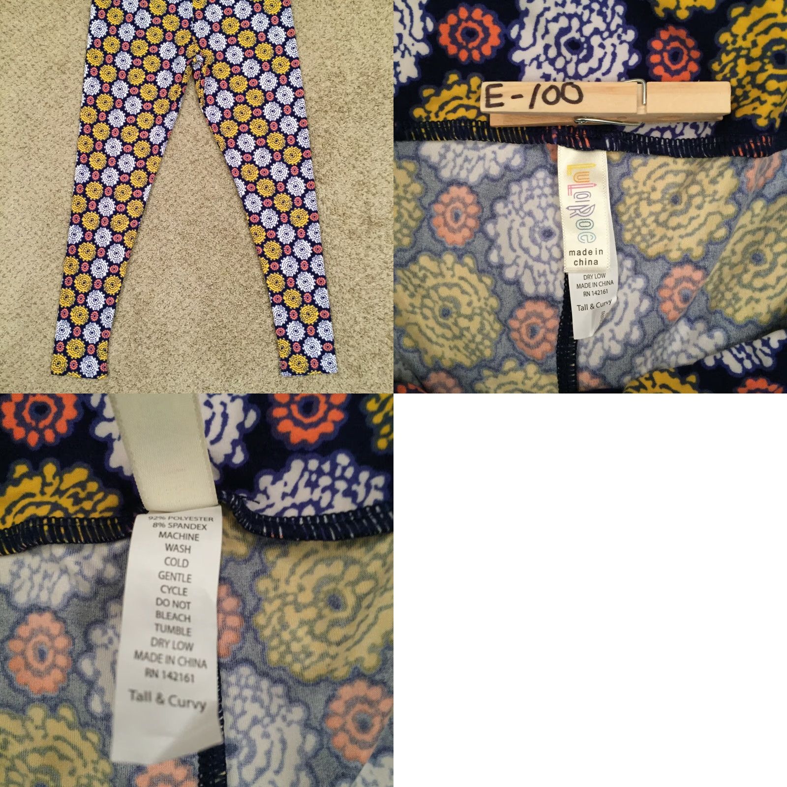 Vintage LuLaRoe Tall & Curvy Leggings Floral Blue Jogger Elastic Waist Women 32 Inseam 27" TS Casual Vintage? Size 24" / US 00 / IT 34 - 8 Thumbnail