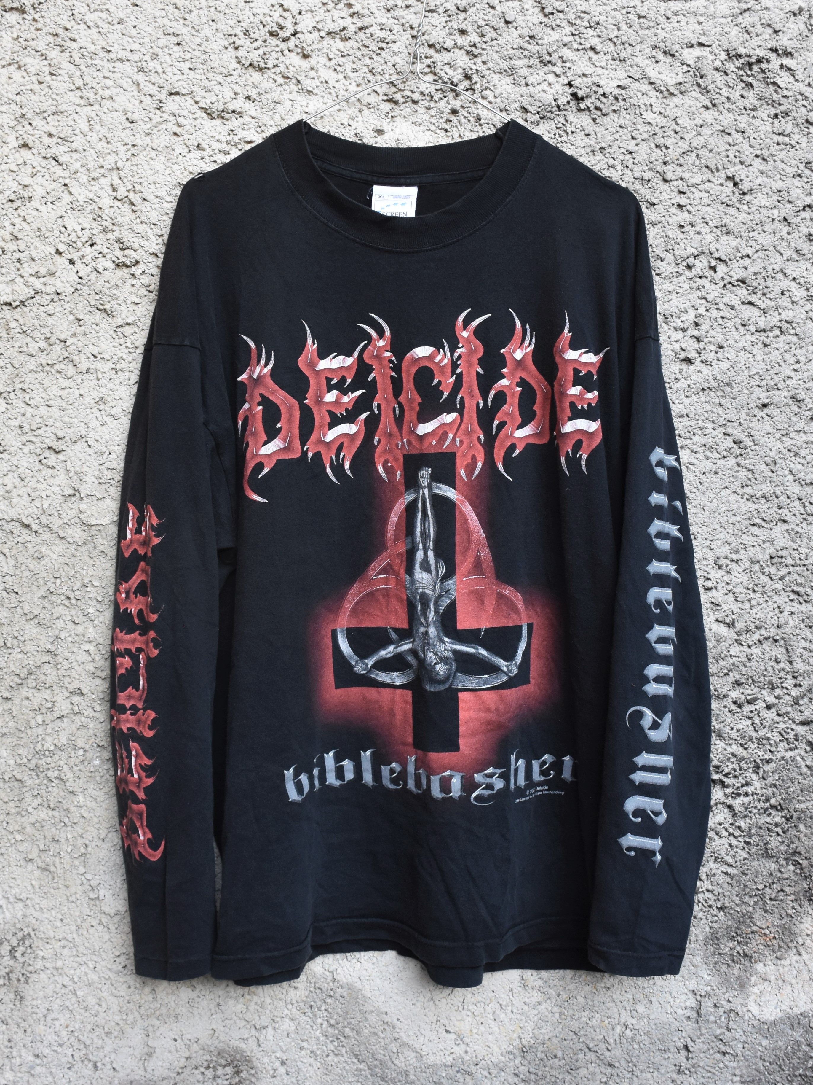 image of Band Tees x Rock Tees Vintage Deceide Blue Grape 2000 Longsleeve Cross Biblebasher in Black (Size X