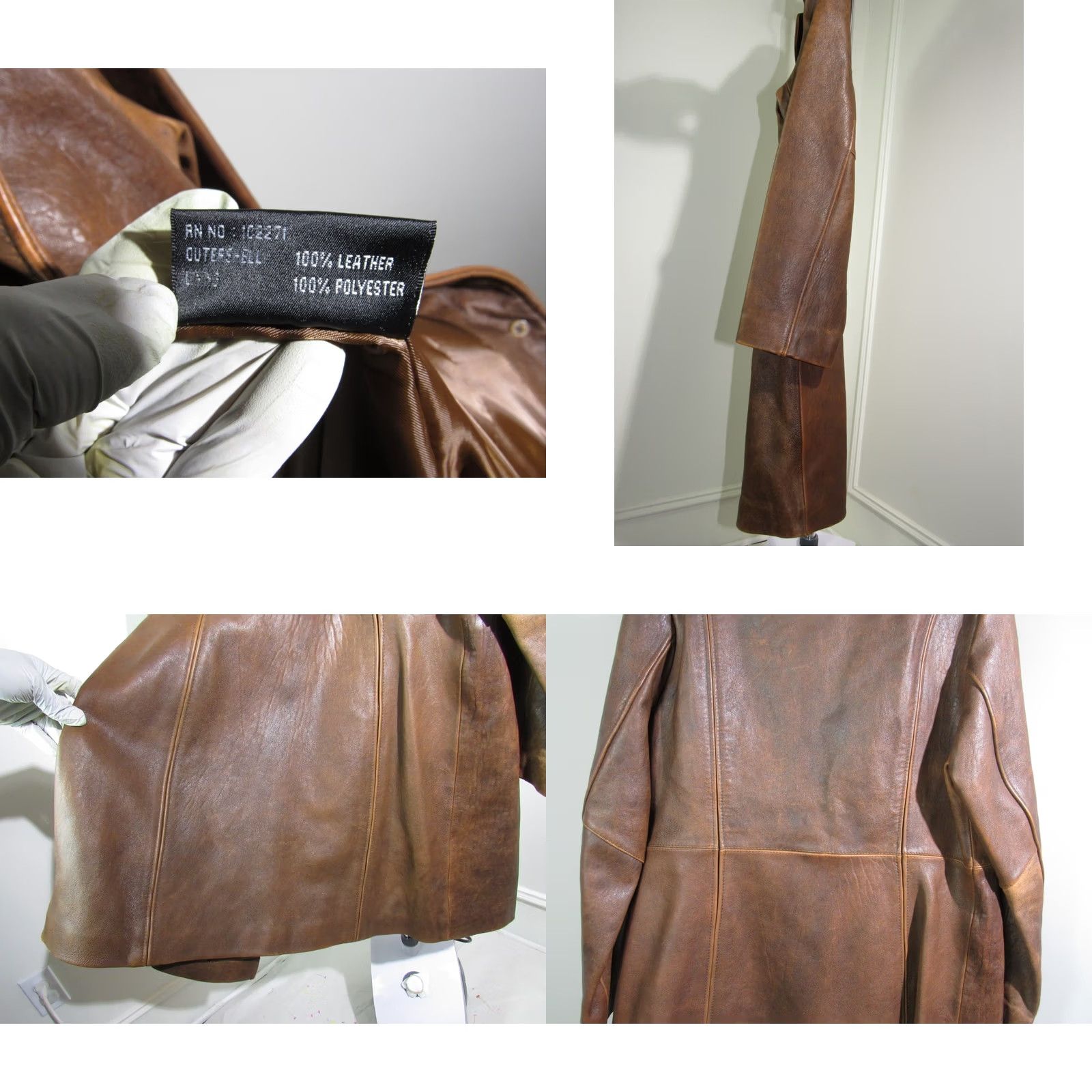 J Brand VINTAGE R&O Brand Coat Leather Women XL Distressed Brown Trench Coat Size XL / US 12-14 / IT 48-50 - 8 Thumbnail