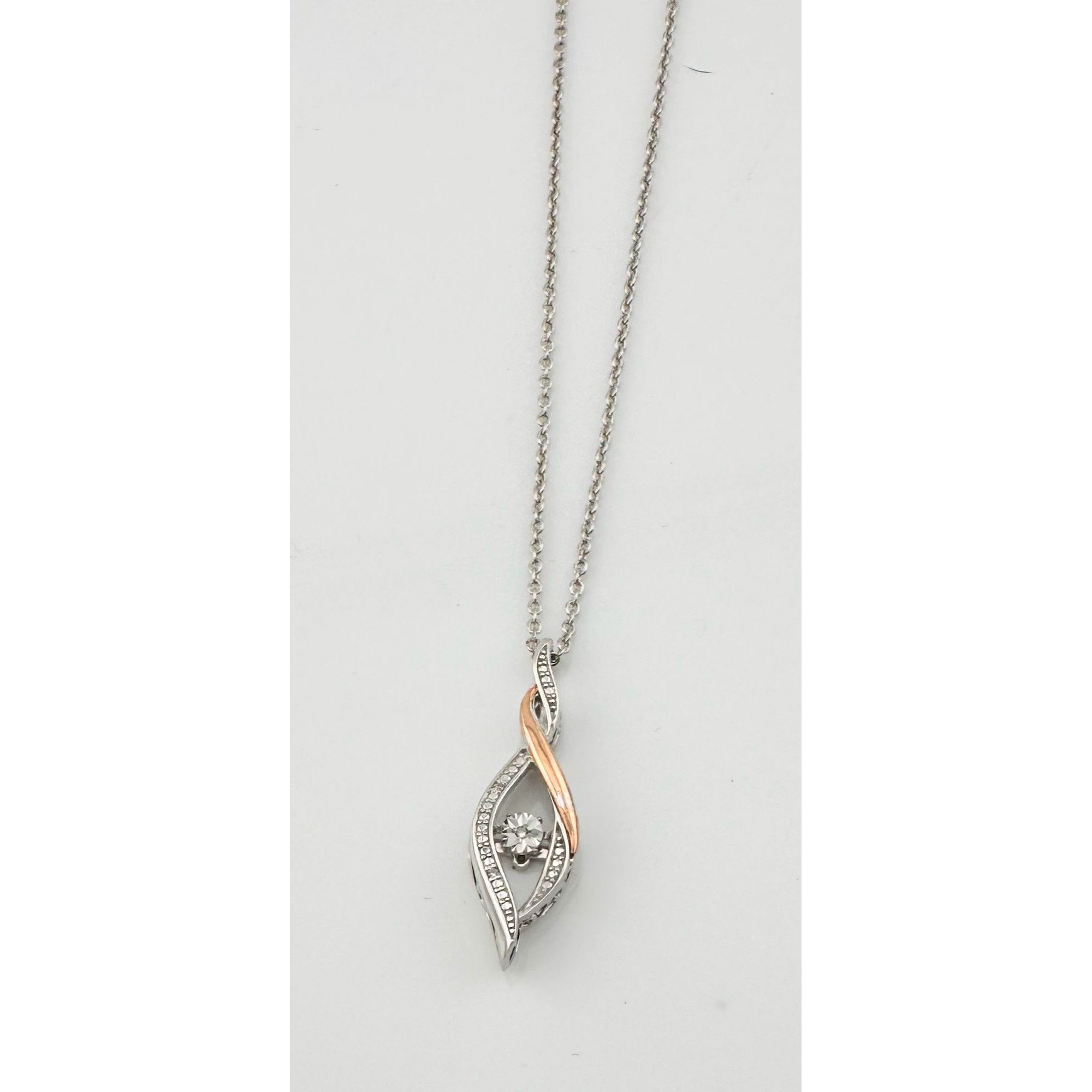 Other Twisted 10kt Rose Gold & Sterling Silver Diamond Necklace Size ONE SIZE - 5 Thumbnail