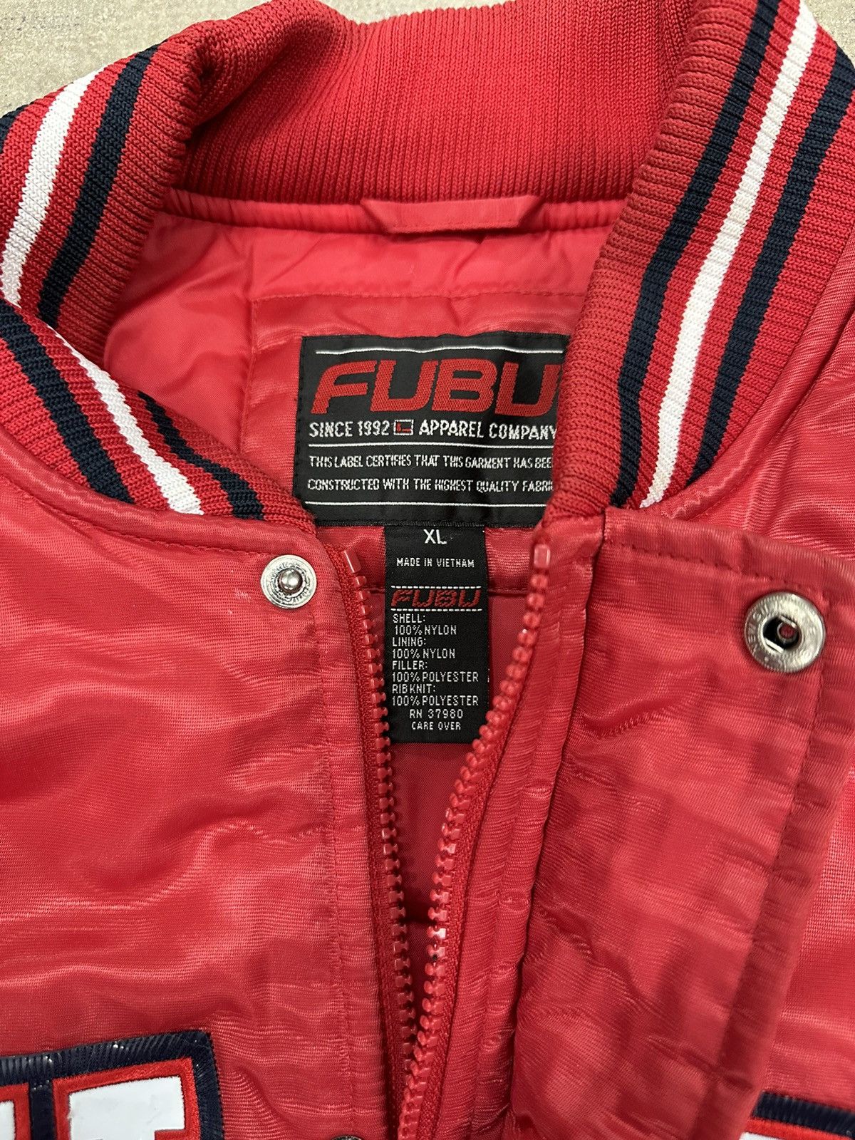 Fubu × Vintage Vintage 90s Y2K Quilted FUBU Spell Out Satin Jacket Size XL Size US XL / EU 56 / 4 - 5 Thumbnail