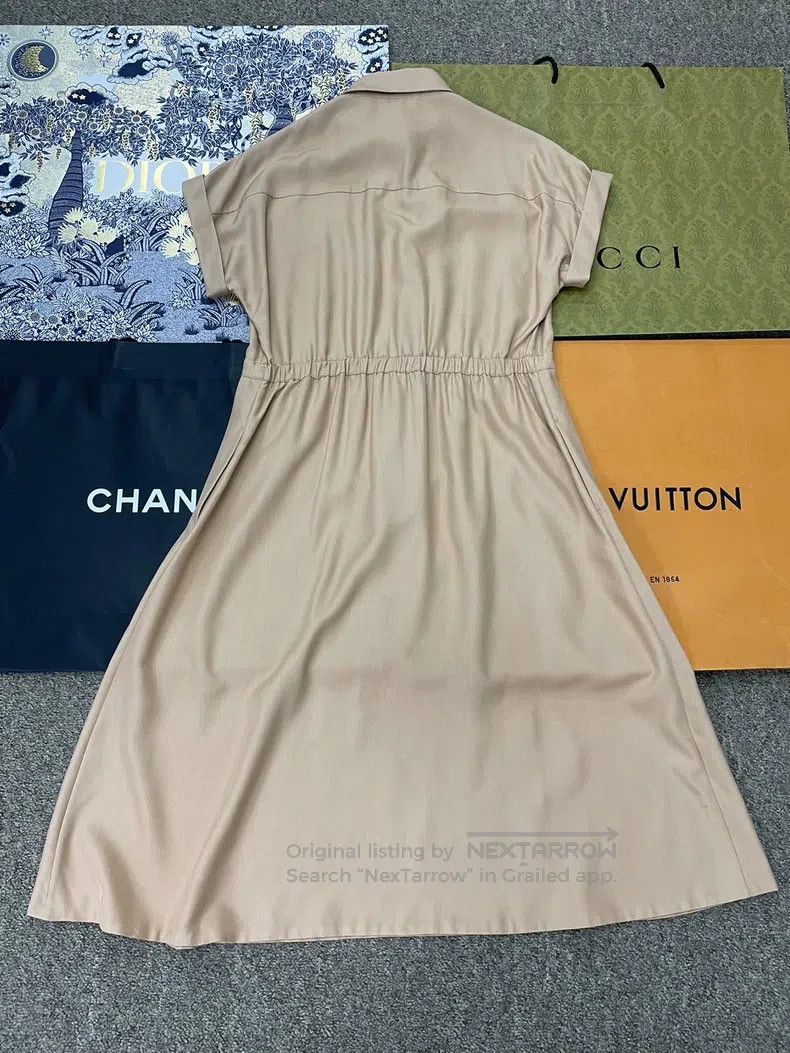 Loro Piana LORO PIANA Camel Color Waist Belted Silk Dress Size S / US 4 / IT 40 - 3 Thumbnail