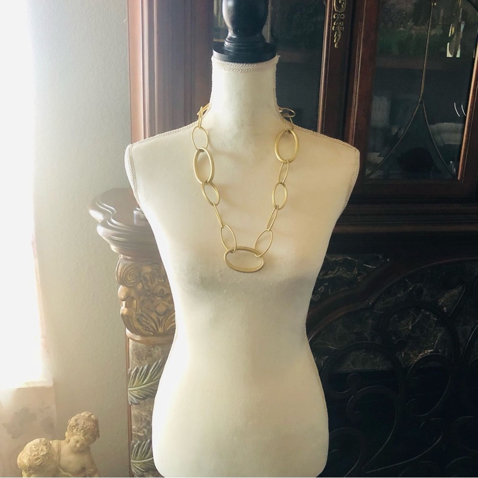 Jewelry Matte gold tone open ring necklace Size ONE SIZE - 5 Thumbnail