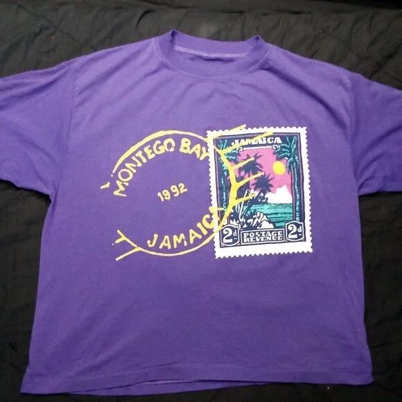 Vintage Vintage Montego Bay Jamaica Postal Stamp T-Shirt Size M / US 6-8 / IT 42-44 - 2 Thumbnail