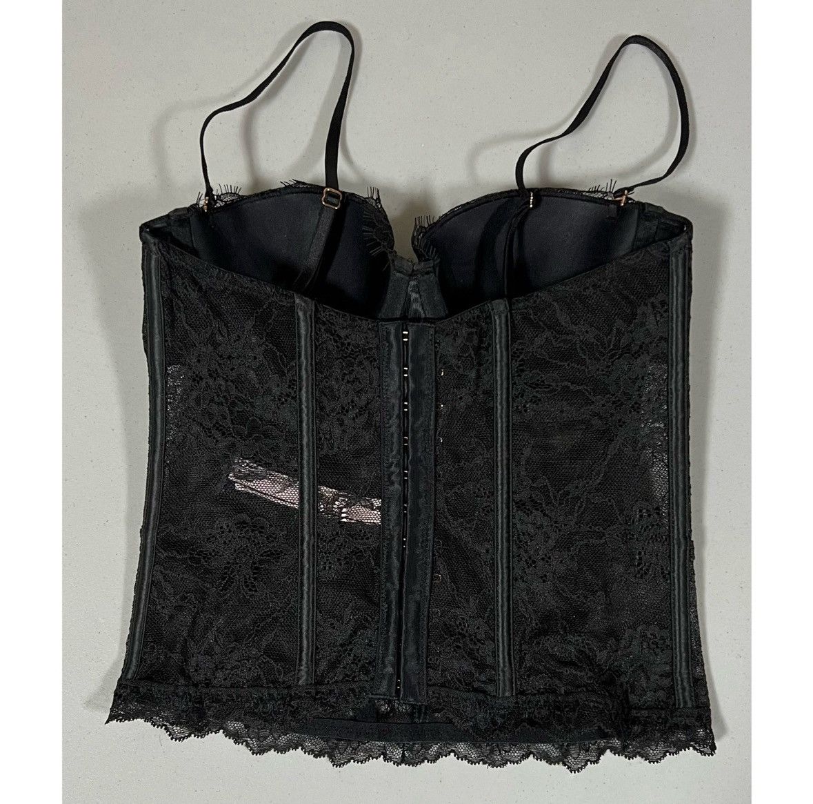 Victoria's Secret Black Floral Lace Corset Bustier Bra Lingerie Size XS 🖤 Size XS / US 0-2 / IT 36-38 - 4 Thumbnail