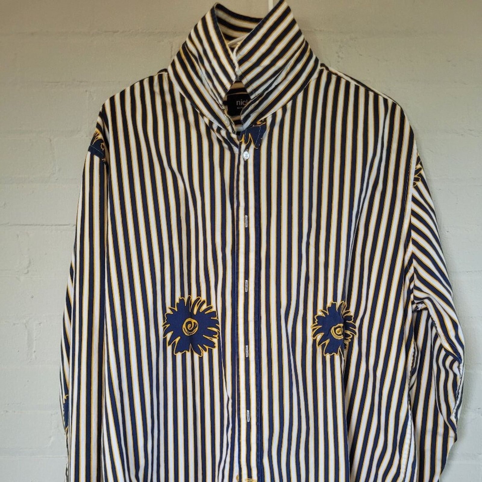 Other Vintage Y2K nick(it) Funky Striped Embroidered Sun Shirt Size US XL / EU 56 / 4 - 1 Thumbnail