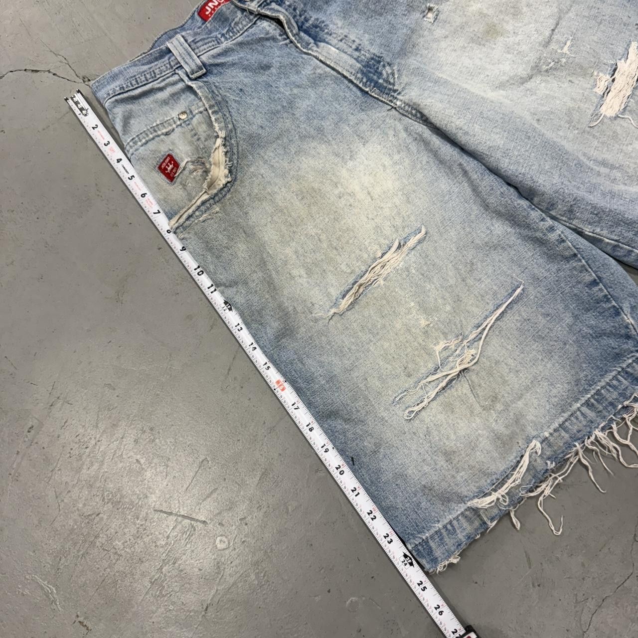 JNCO Crazy Jnco Tribal Tiger Baggy Blue Distressed Jorts Size 32 Size US 32 / EU 48 - 6 Thumbnail