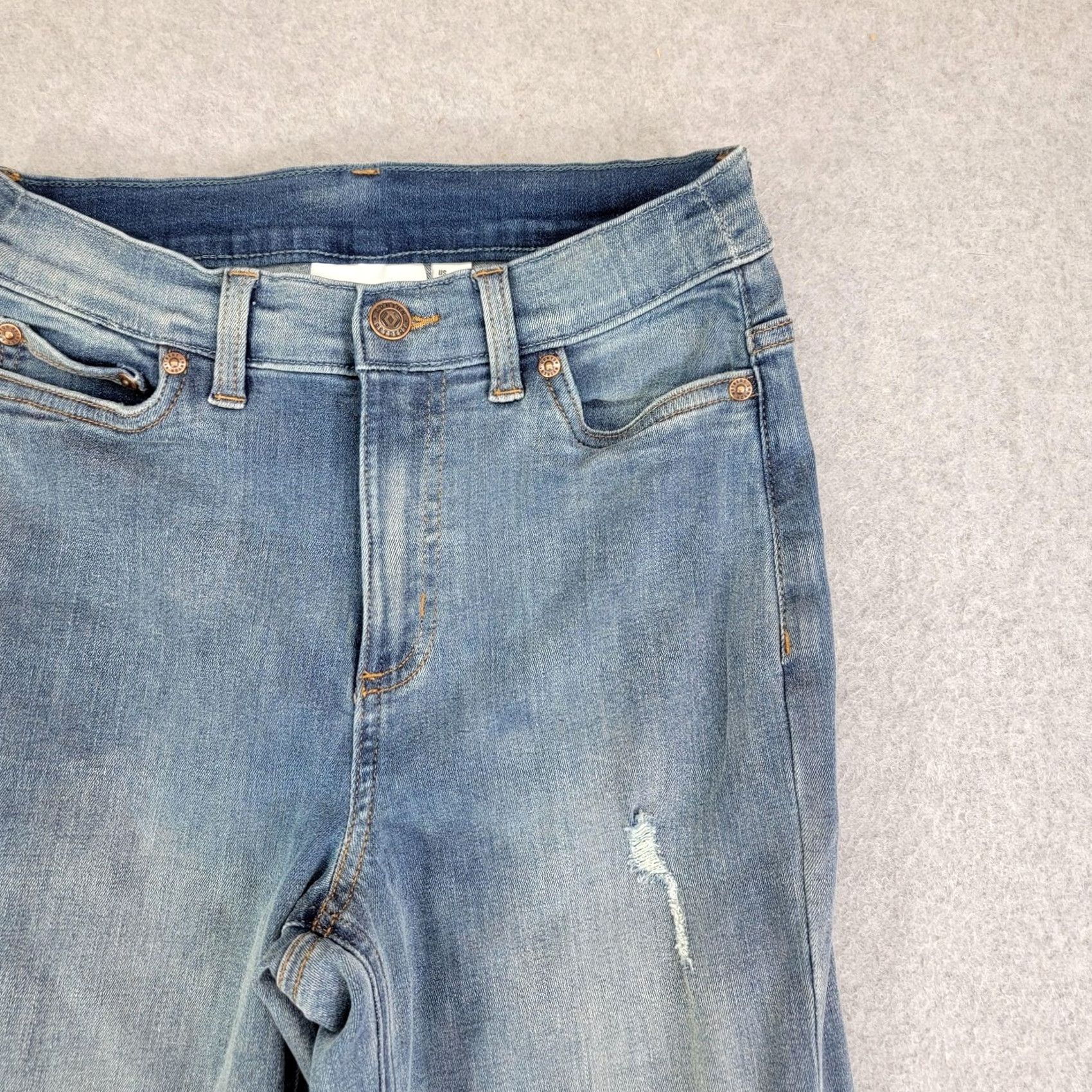 Denime Canyon Retreat Jeans Womens 0 Light Wash Blue Distressed Straight Stretch Denim Size 25" / US 0 / IT 36 - 3 Thumbnail