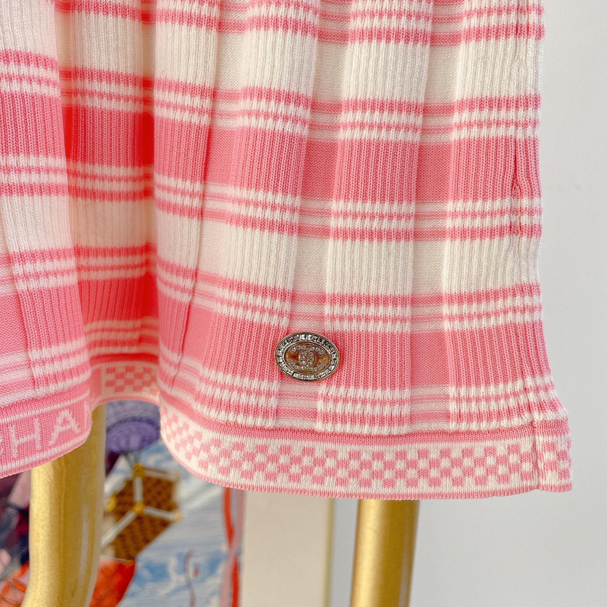 Chanel Chanel pink white striped shortsleeve top 38 4410 Size S / US 4 / IT 40 - 5 Thumbnail