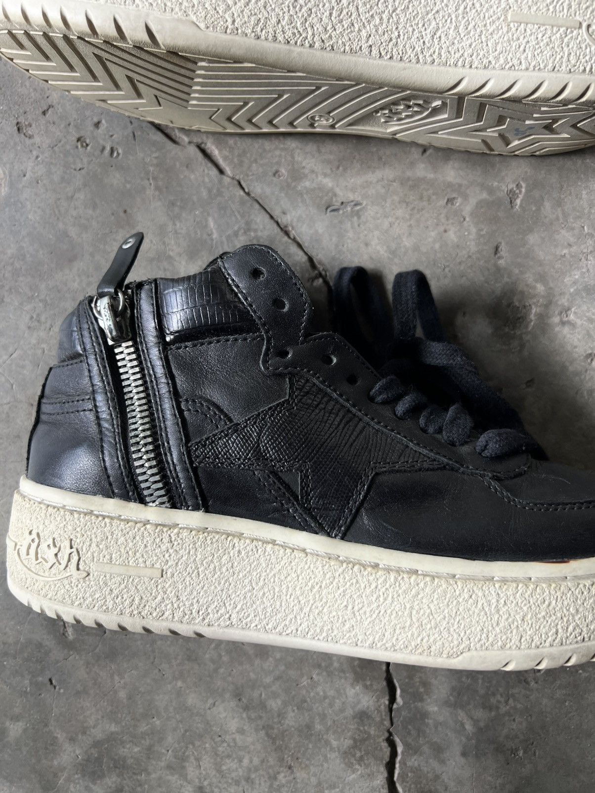 ASH Ash Black Leather High Top Sneakers Size US 7 / IT 37 - 16 Thumbnail