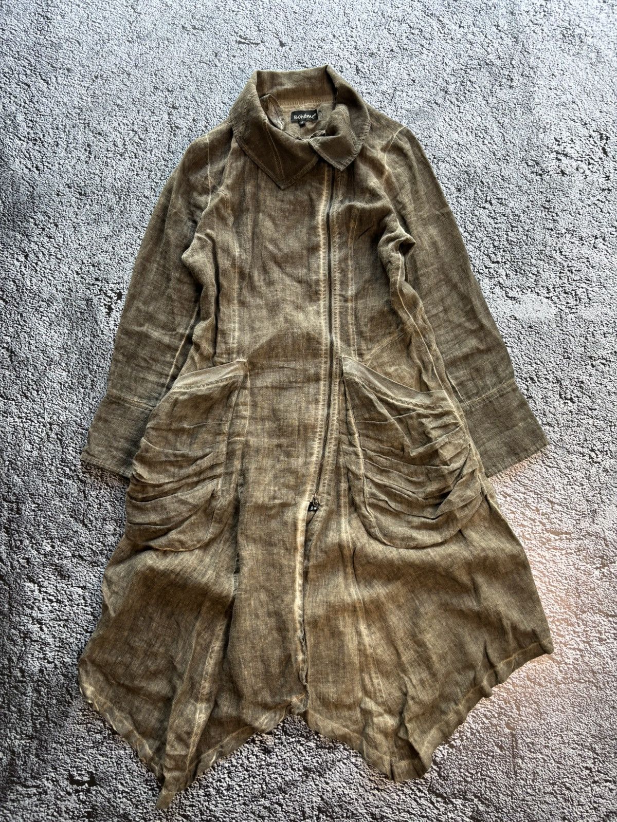 Other 90s natural linen fabric archive distressed asymmetric coat Size M / US 6-8 / IT 42-44 - 1 Thumbnail